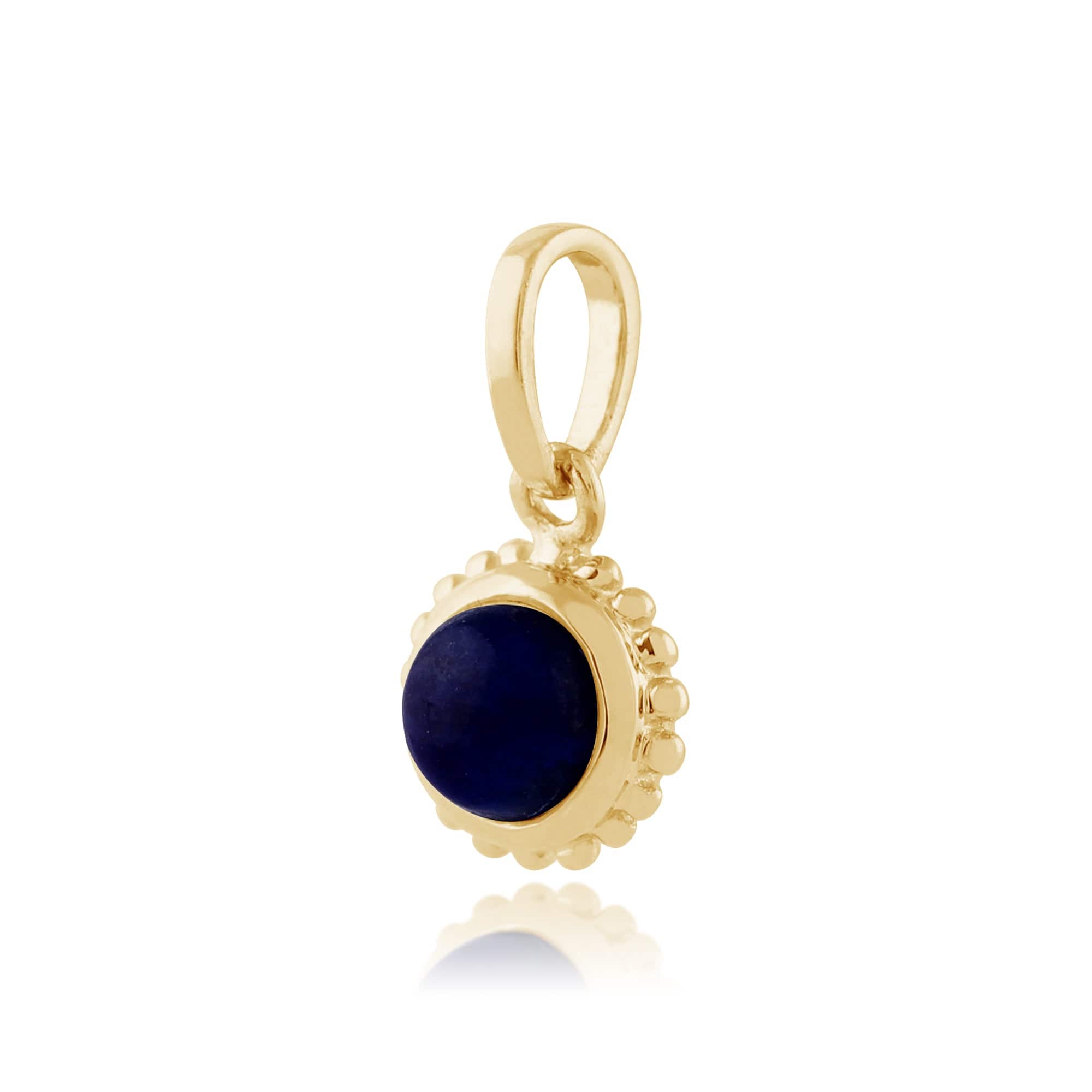 135E1173029-135P1549029 Boho Round Lapis Lazuli Bezel Stud Flower Earrings & Pendant Set in 9ct Yellow Gold 5