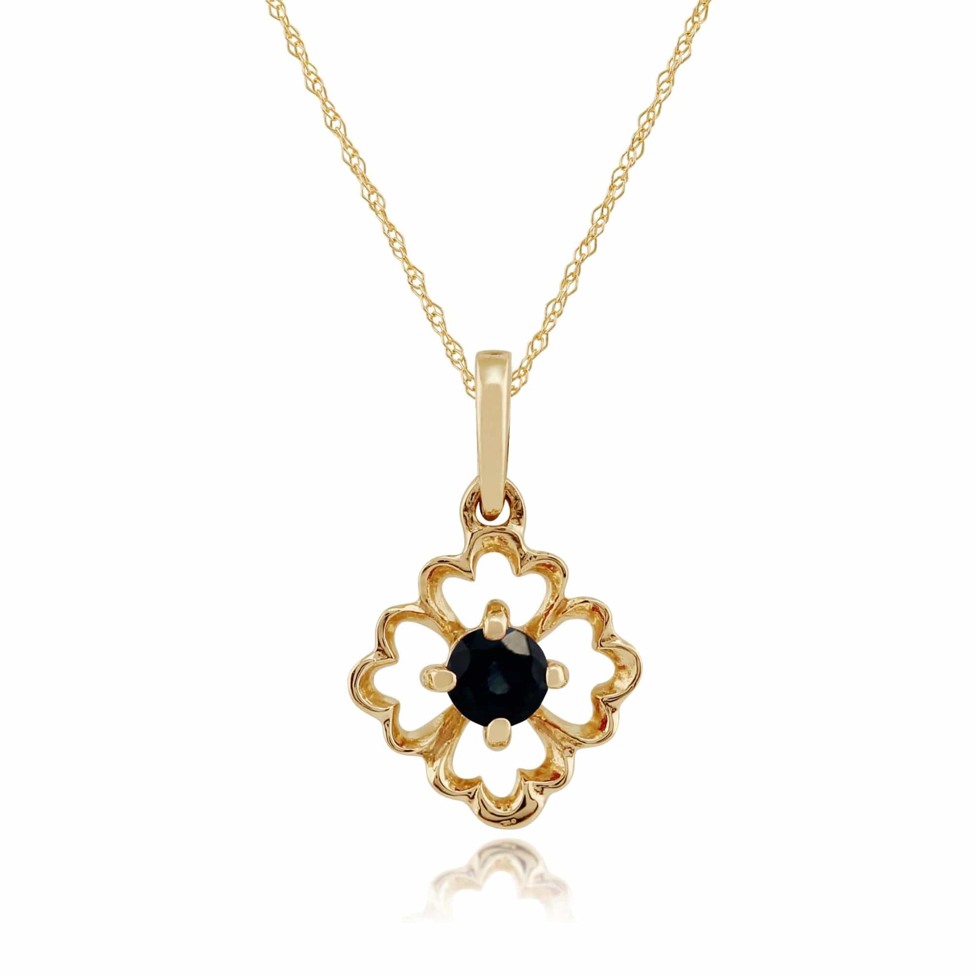 Floral Sapphire Pendant on Chain Image 1