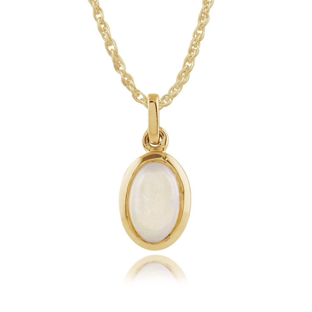 Classic Oval Opal Pendant 9ct Yellow Gold