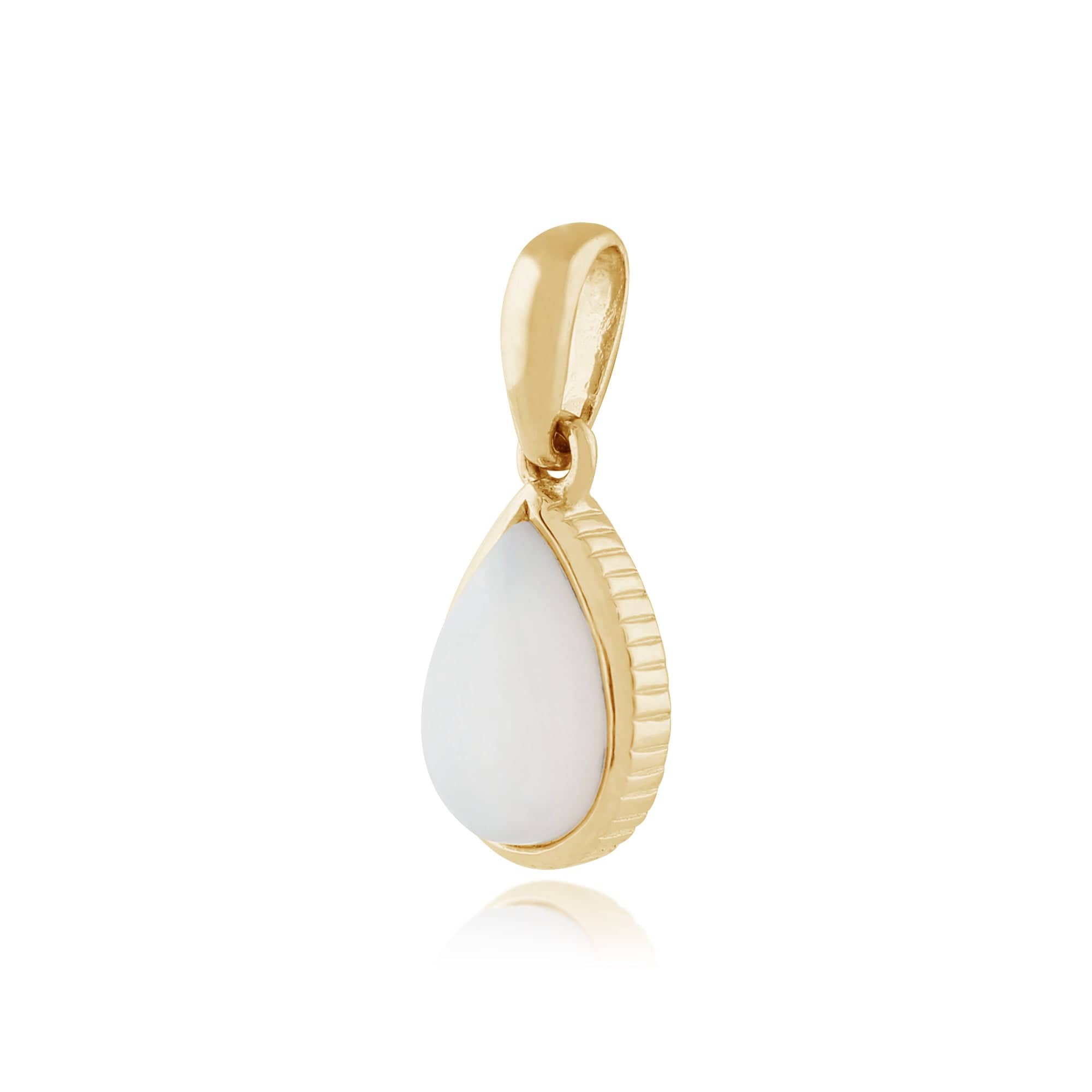 135E1202019-135P1567019 Classic Pear Opal Single Stone Bezel Drop Earrings & Pendant Set in 9ct Yellow Gold 5