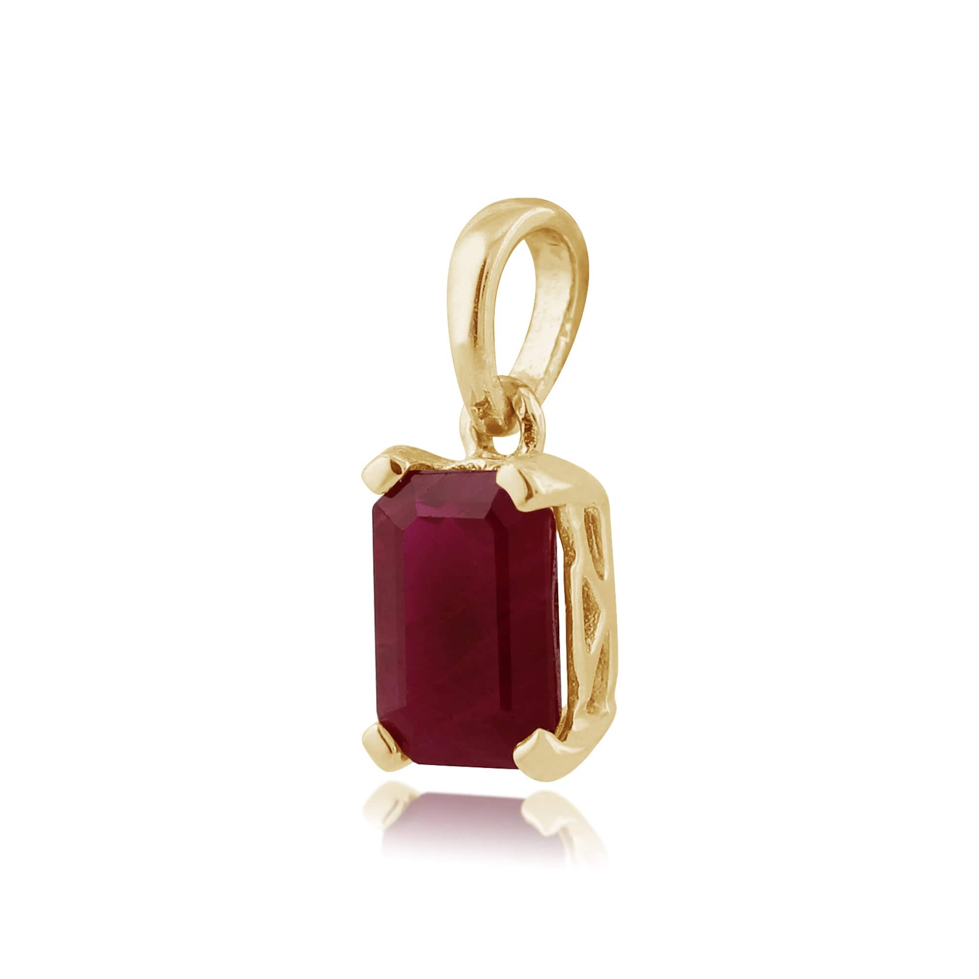 Classic Ruby Baguette Pendant In 9ct Gold - Gemondo