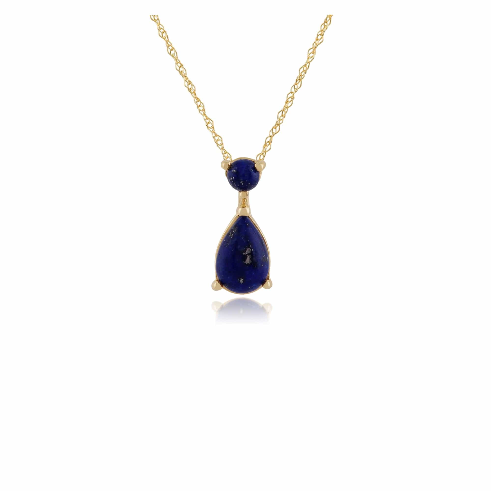 135P1575029 Classic Pear Lapis Lazuli Pendant in 9ct Yellow Gold 1