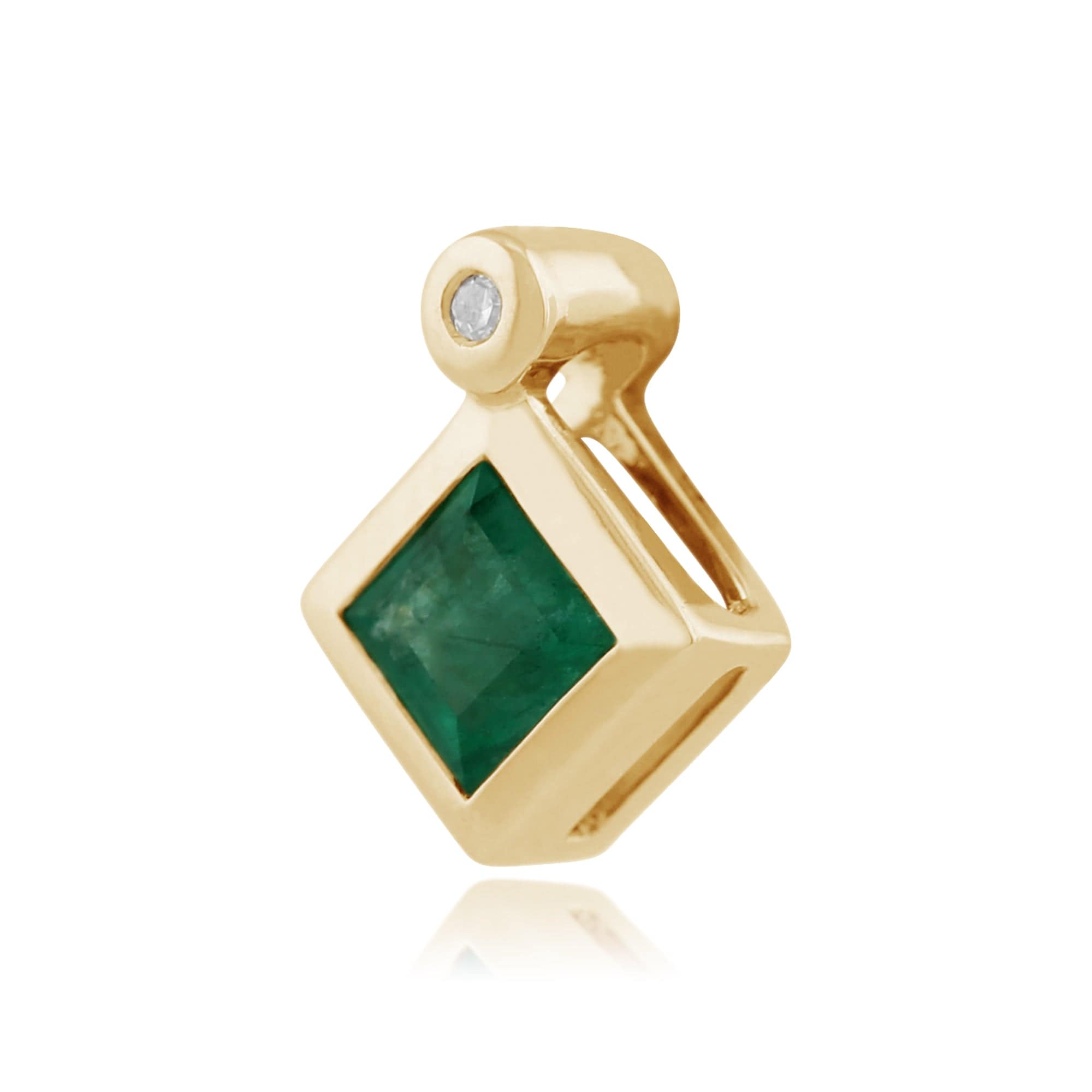 Classic Square Emerald & Diamond Pendant Image 1 