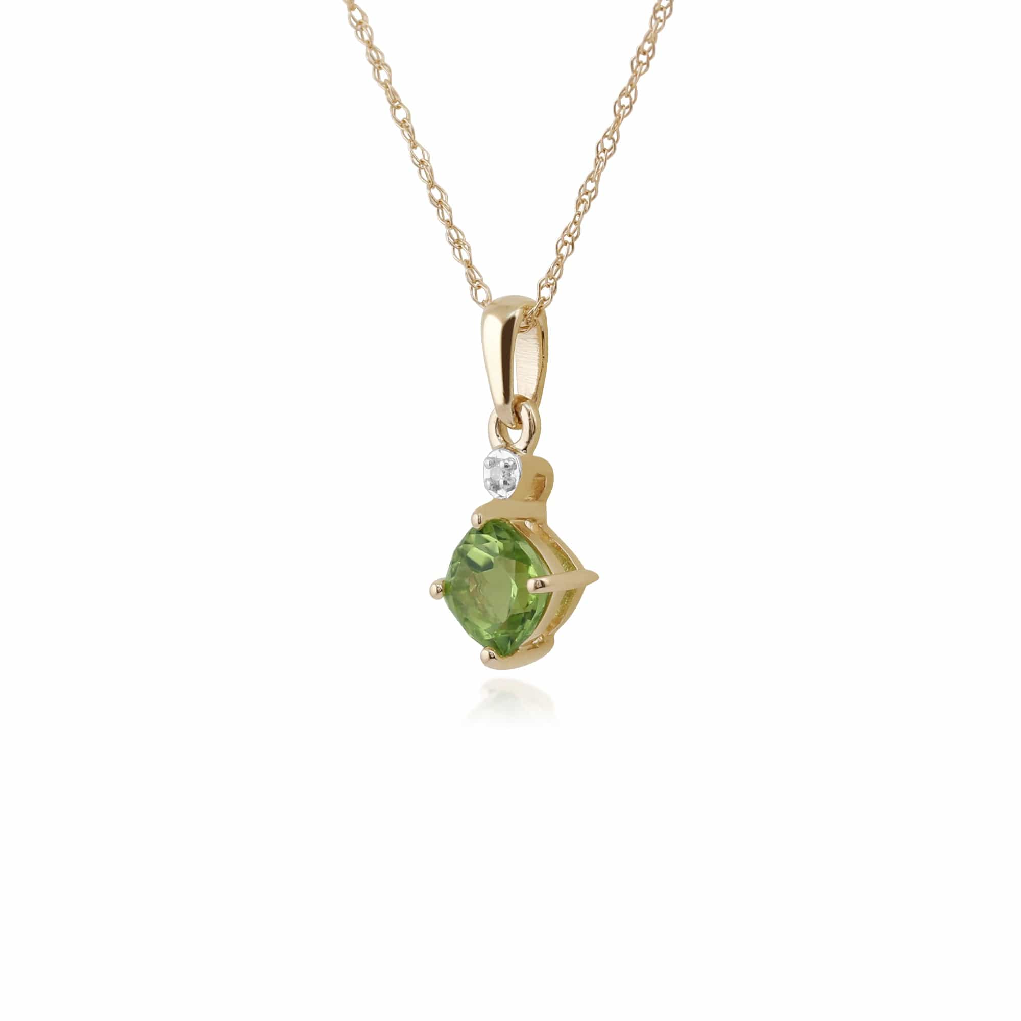 135P1642039 Classic Square Peridot & Diamond Pendant in 9ct Yellow Gold 2