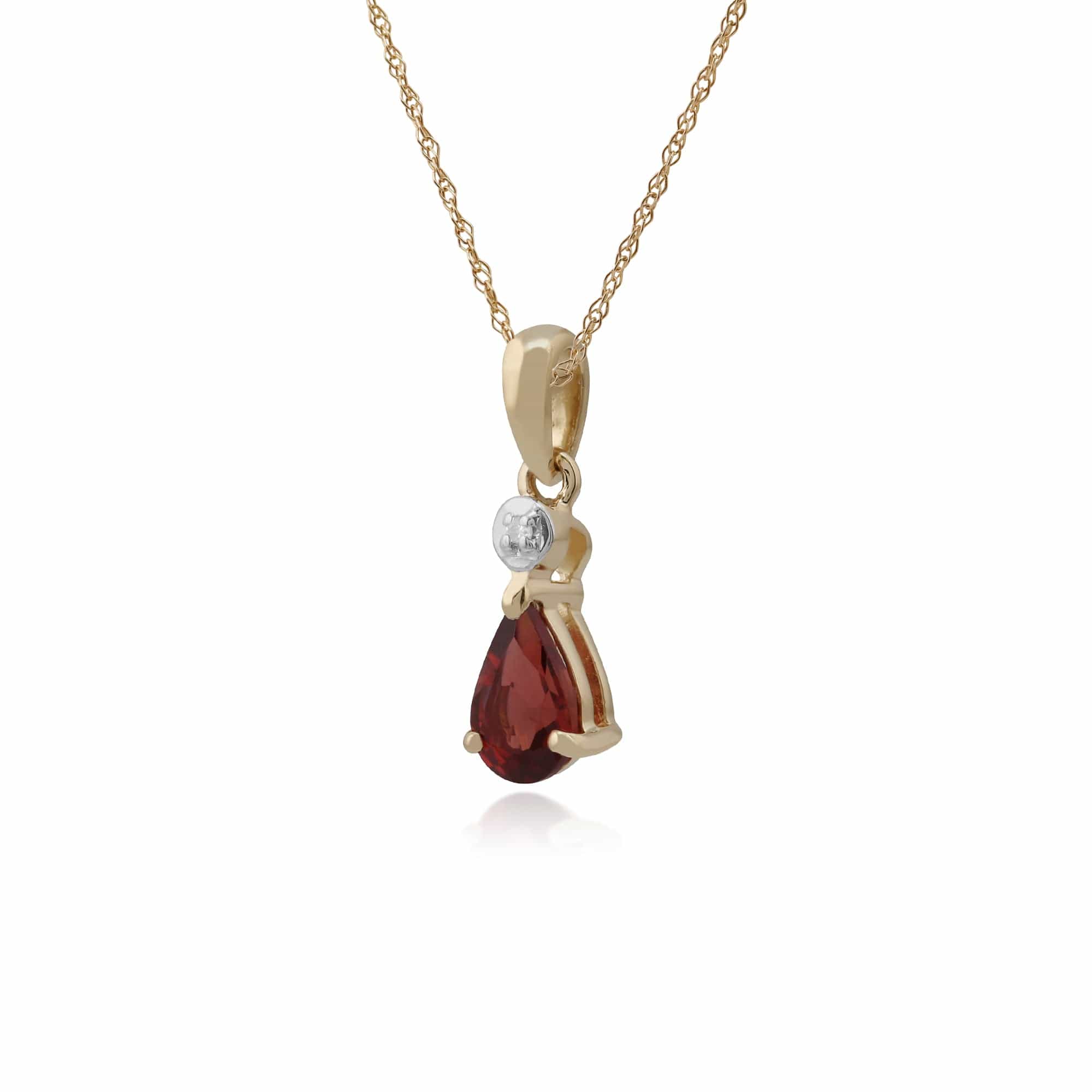 135P1643089 Classic Pear Garnet & Diamond Pendant in 9ct Gold 2