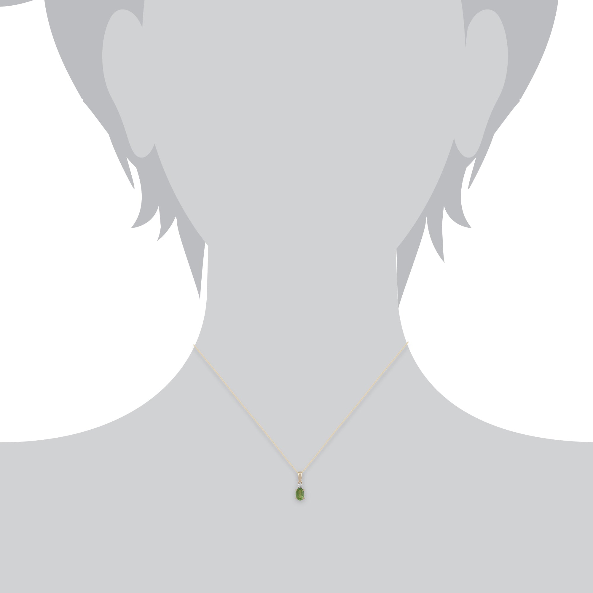 Classic Oval Peridot & Diamond Pendant in 9ct Yellow Gold - Gemondo