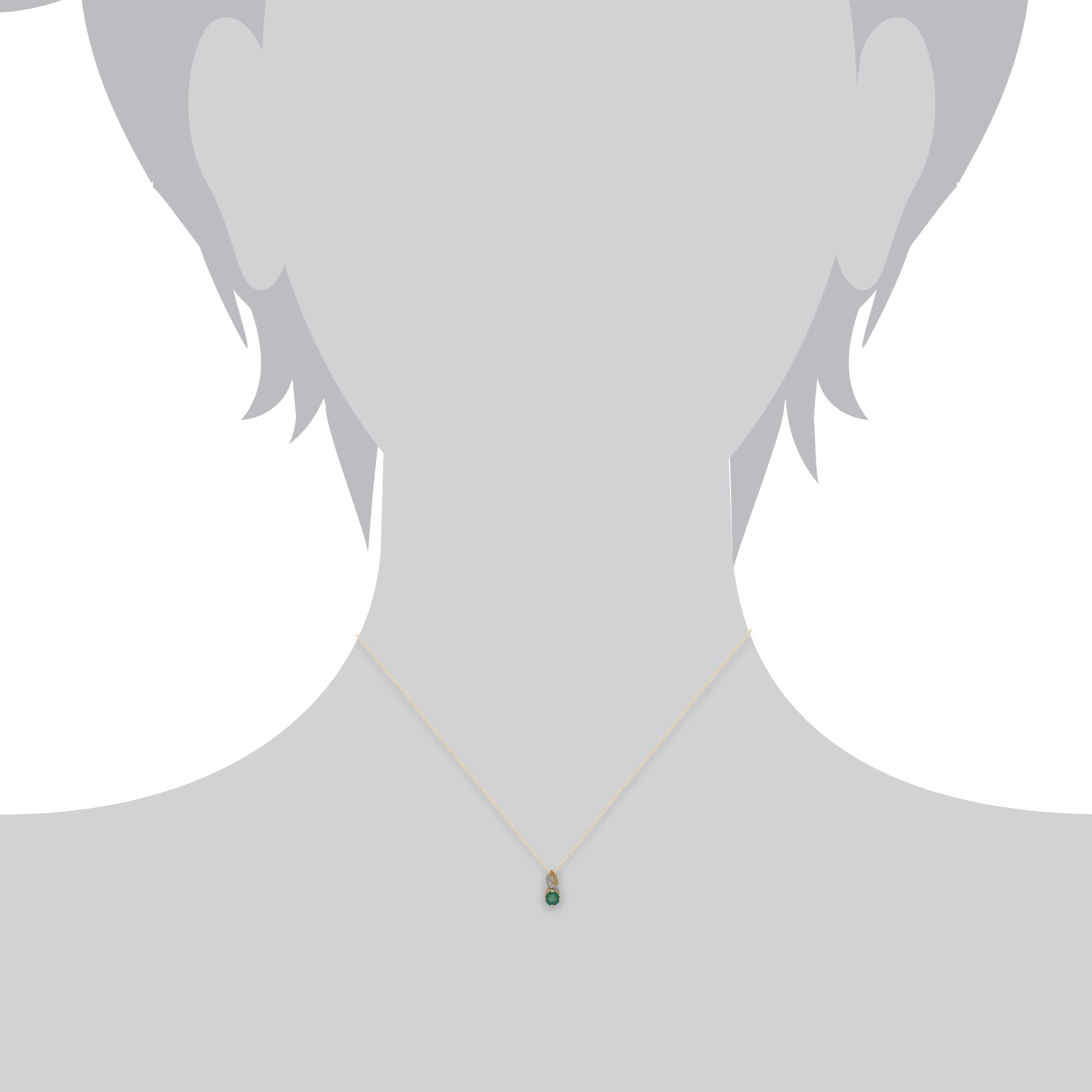 Classic Round Emerald & Diamond Twisted Bale Pendant in 9ct Yellow Gold - Gemondo