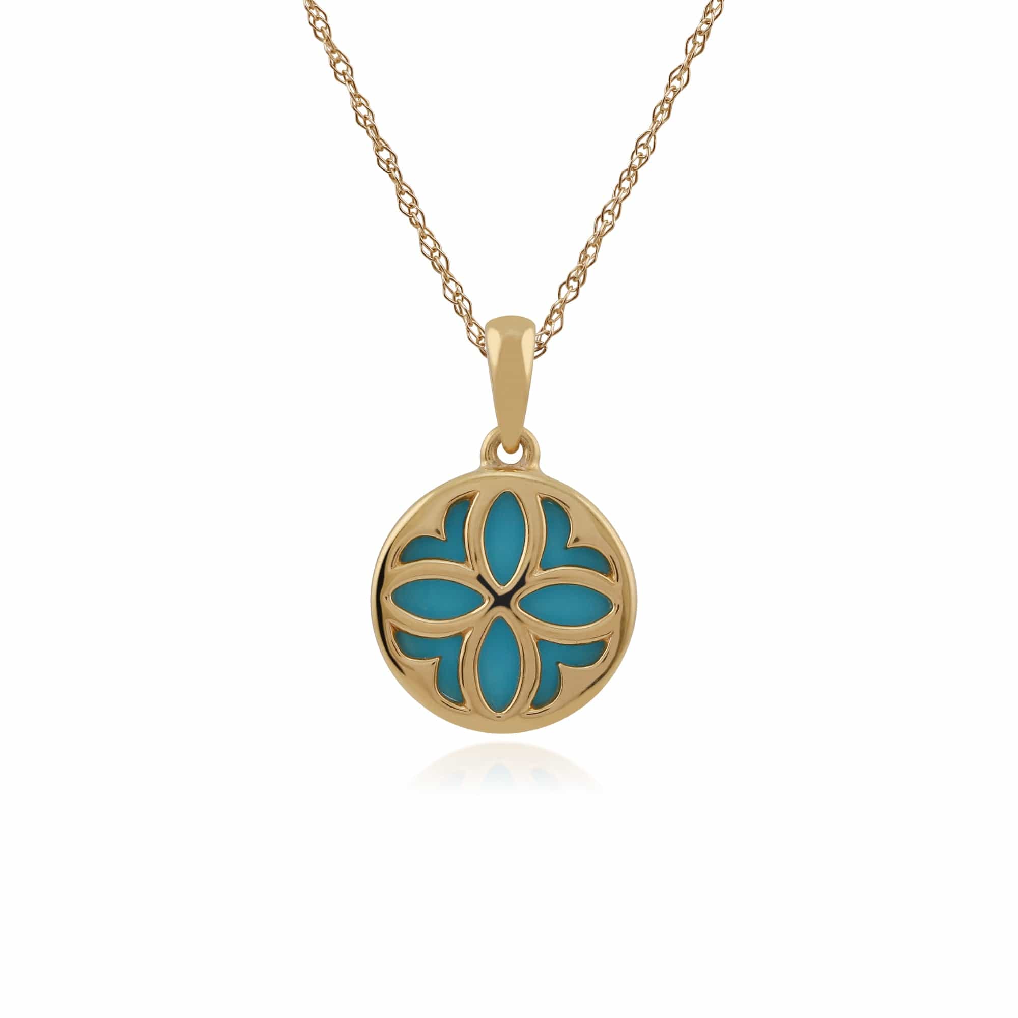 Art Nouveau Turquoise Floral Overlay Pendant Image 1