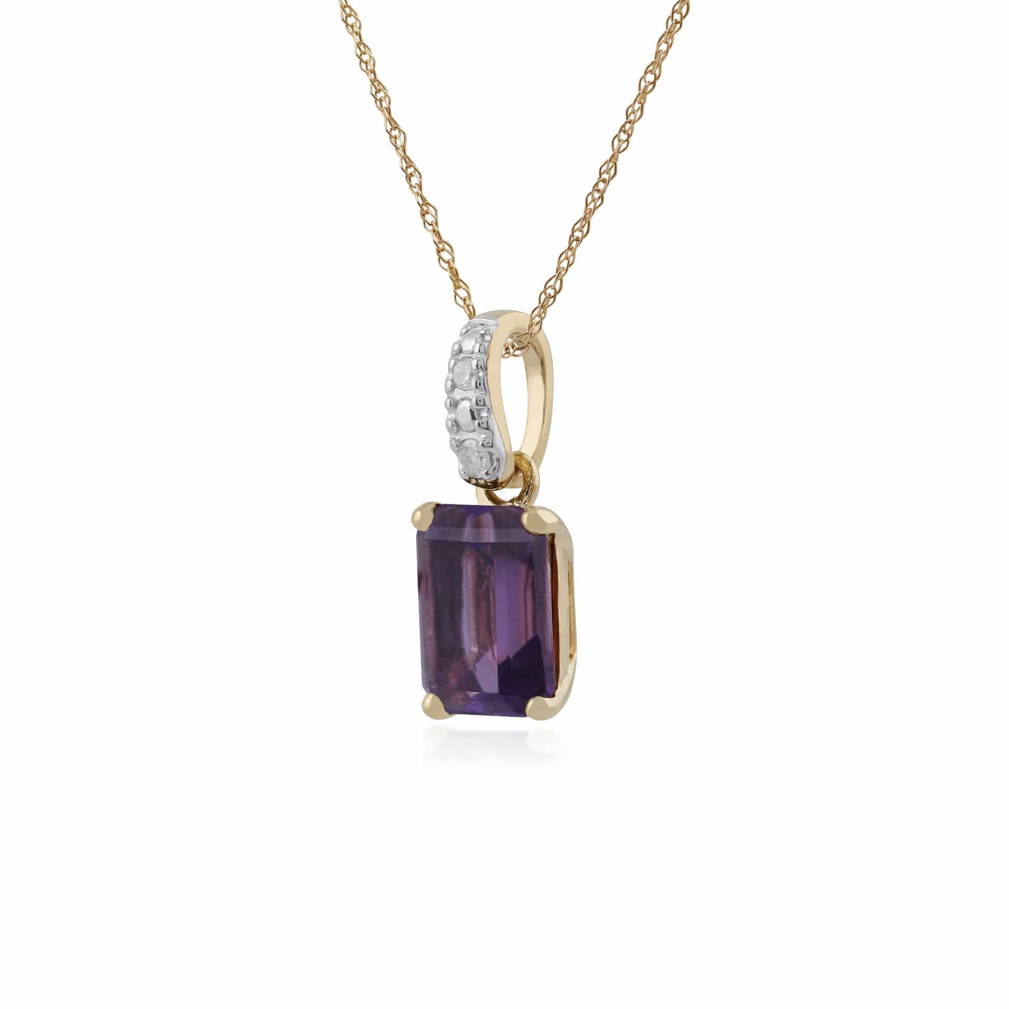 Classic Amethyst Garnet & Diamond Bale Pendant in 9ct Yellow Gold  - Gemondo