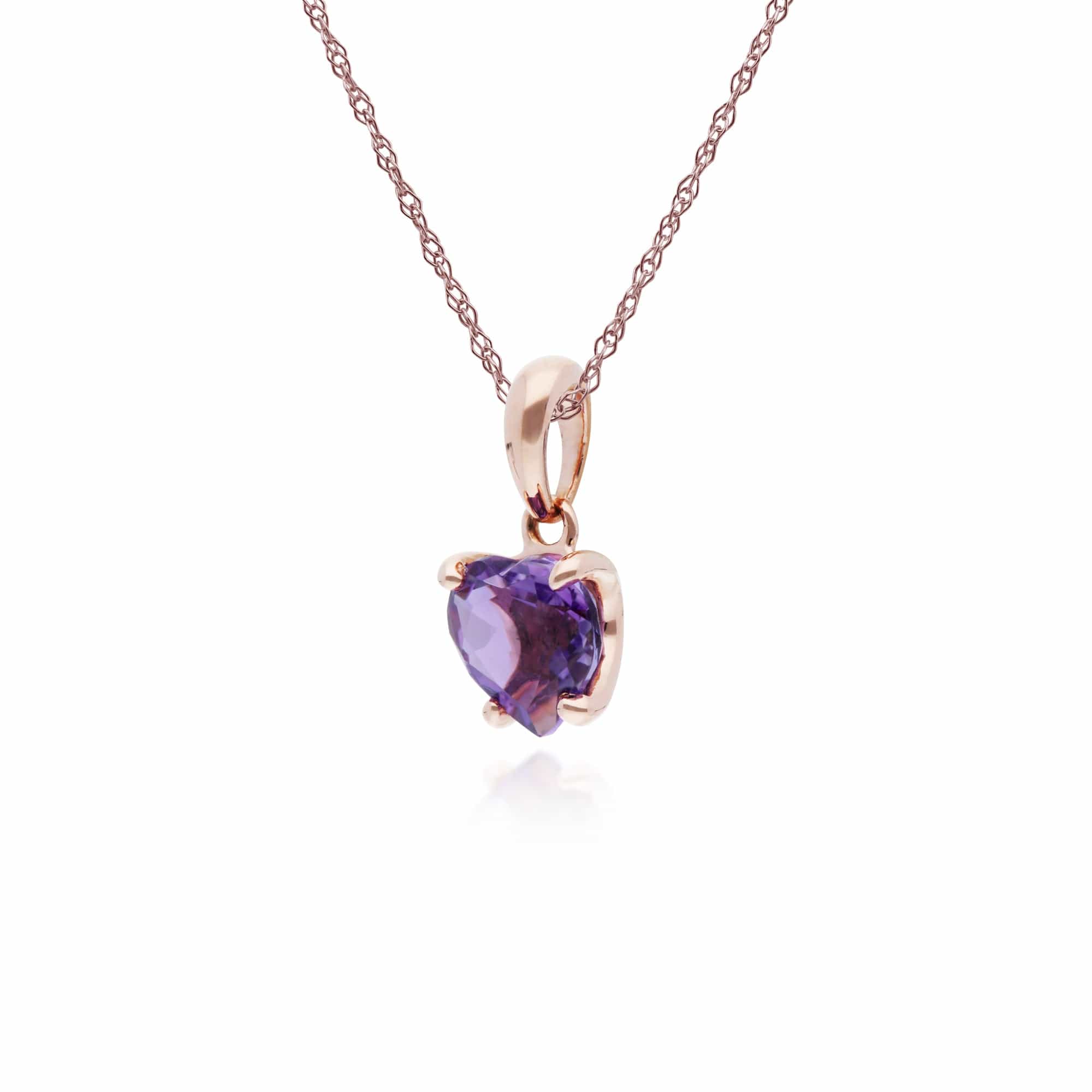 135P1844019 Gemondo 9ct Rose Gold Claw Set Amethyst Heart Pendant on 45cm Chain 2