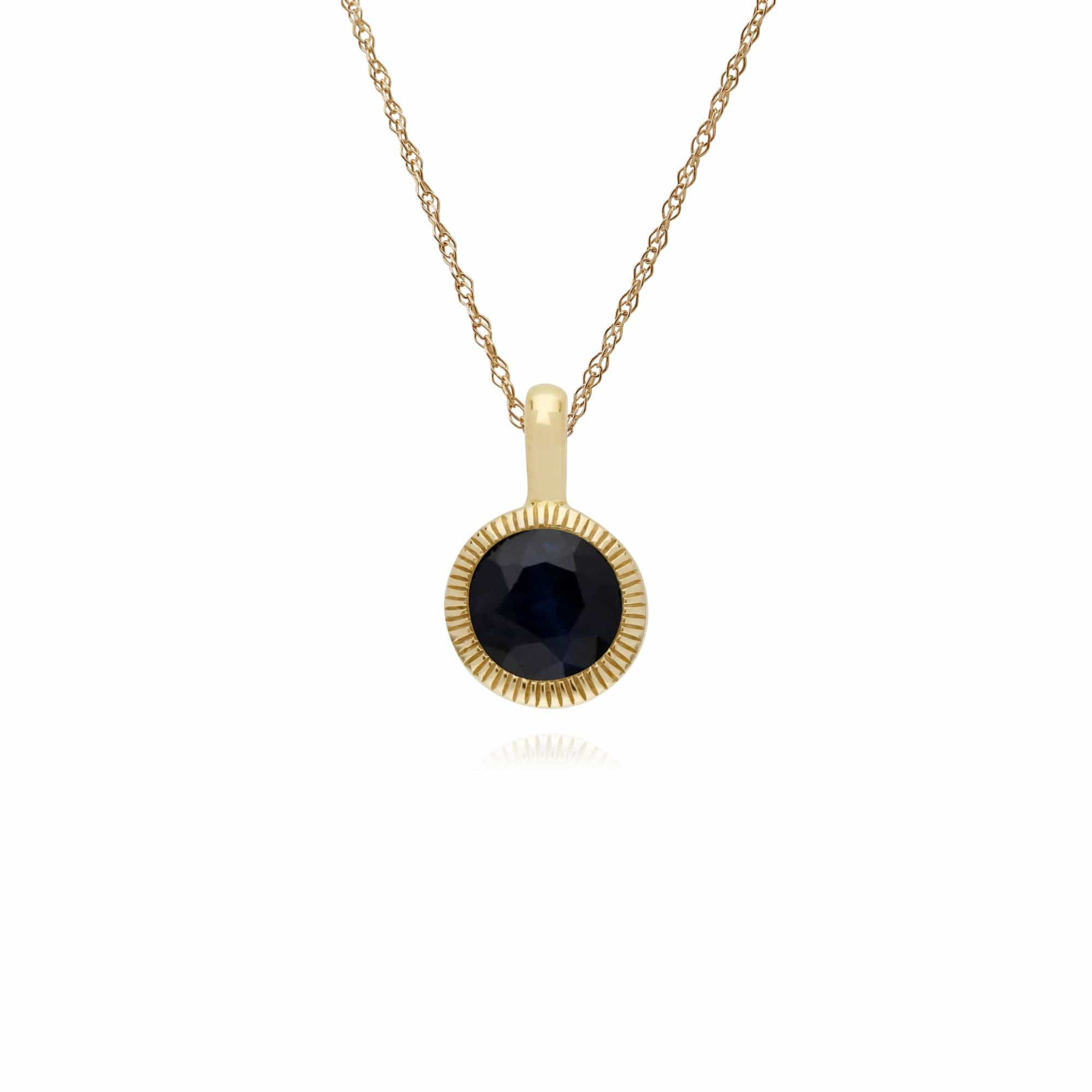 Gemondo 9ct Yellow Gold Sapphire Round Milgrain 45cm Necklace - Gemondo