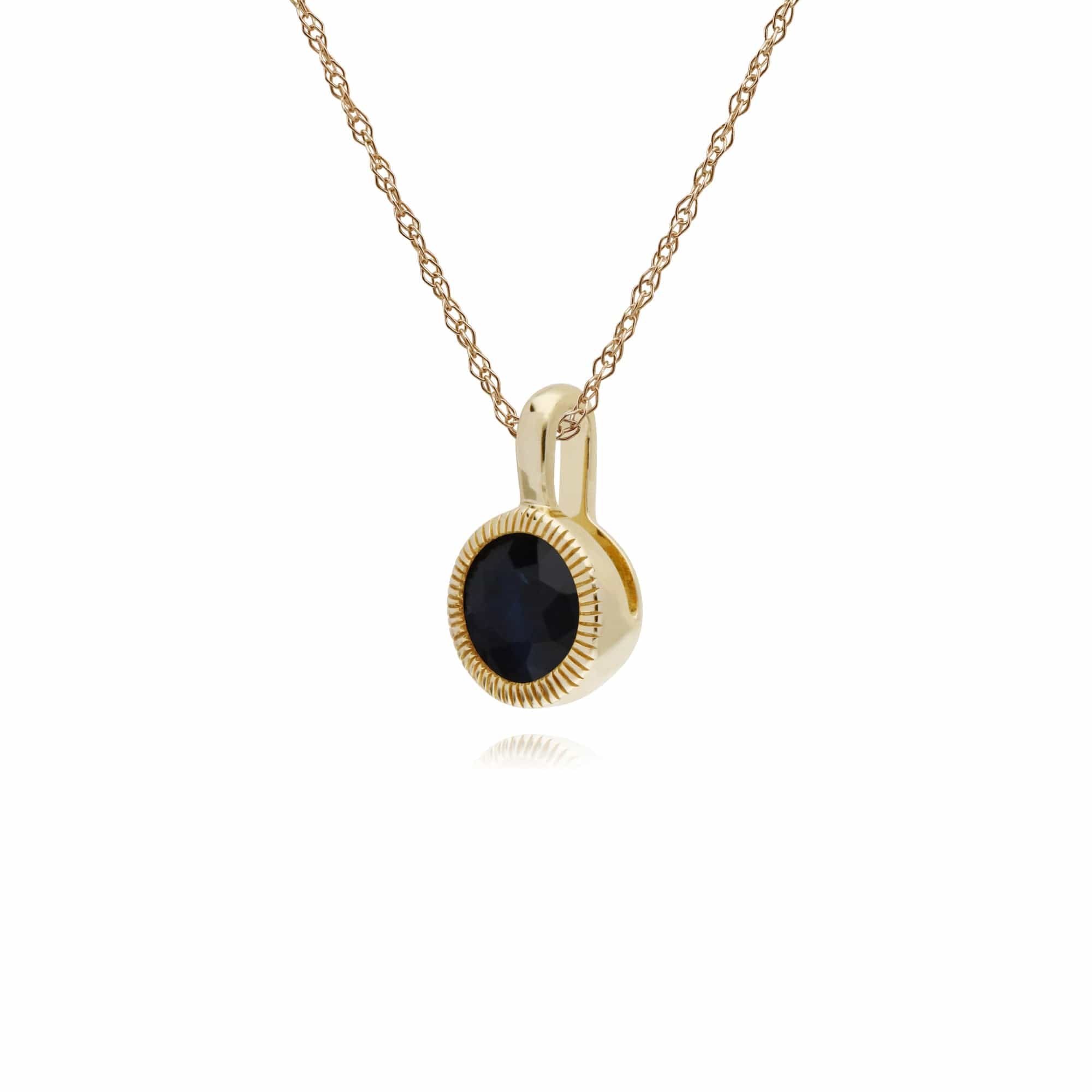 Gemondo 9ct Yellow Gold Sapphire Round Milgrain 45cm Necklace - Gemondo