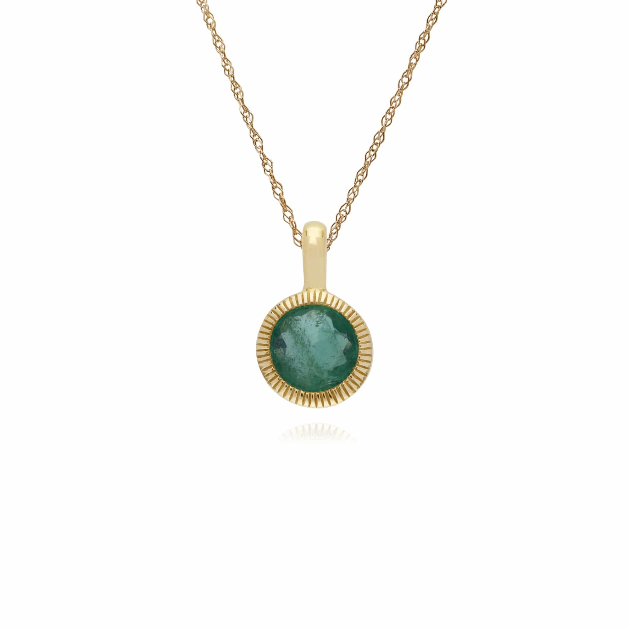 Gemondo 9ct Yellow Gold Emerald Round Milgrain 45cm Necklace - Gemondo