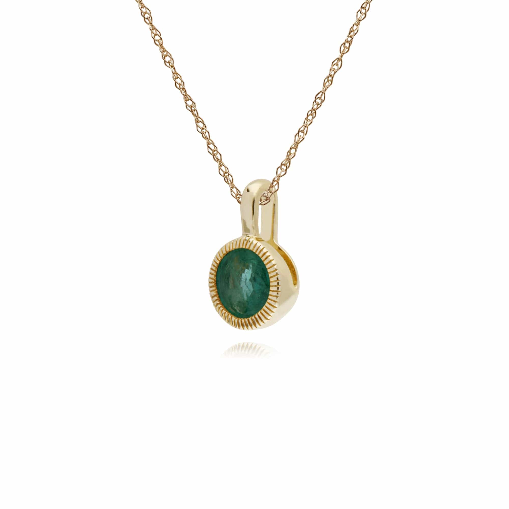 Gemondo 9ct Yellow Gold Emerald Round Milgrain 45cm Necklace - Gemondo