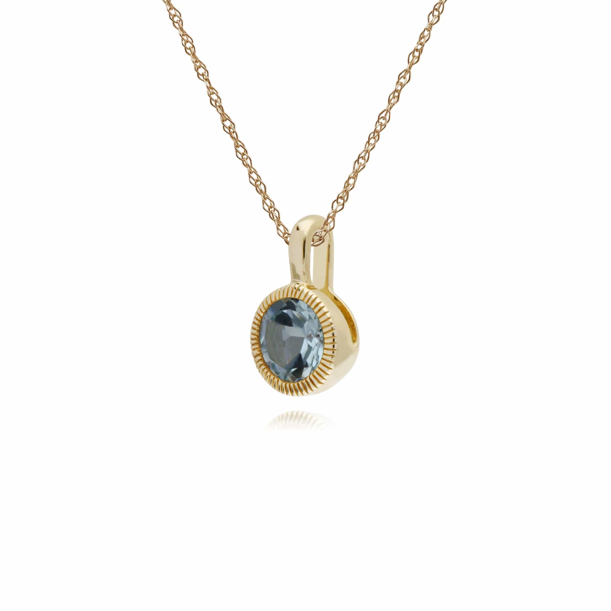 Gemondo 9ct Yellow Gold Blue Topaz Round Milgrain 45cm Necklace - Gemondo