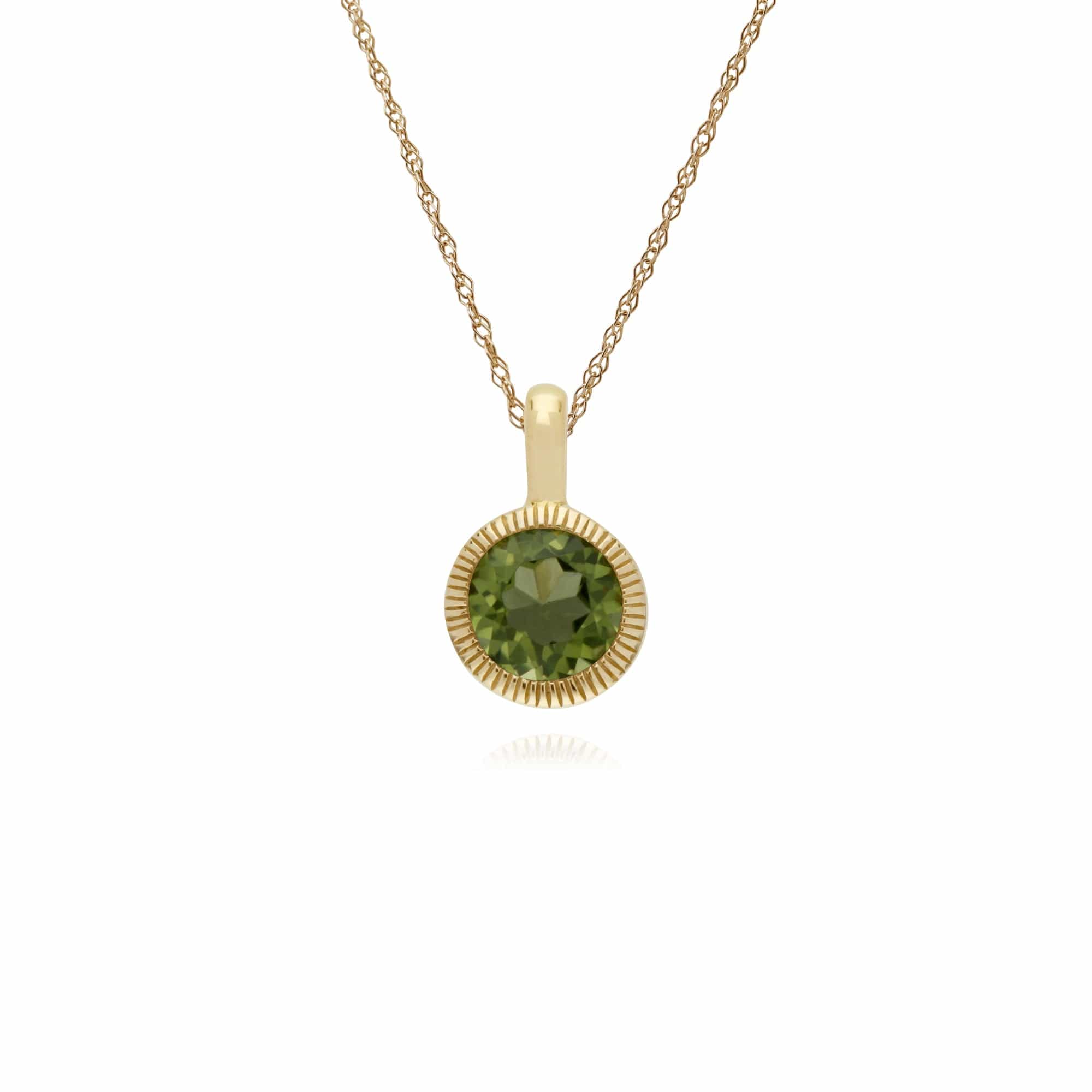 Gemondo 9ct Yellow Gold Peridot Round Milgrain 45cm Necklace - Gemondo