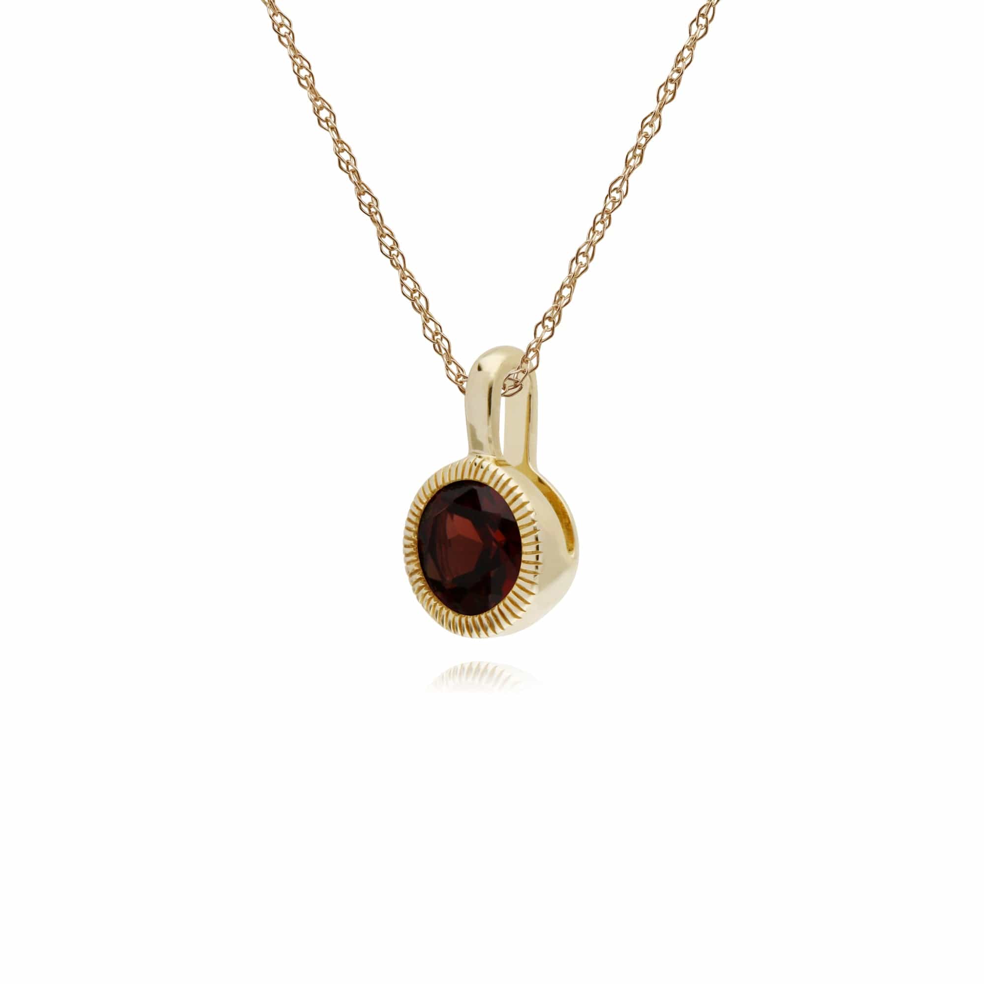 135P1873079 Gemondo 9ct Yellow Gold Garnet Round Milgrain 45cm Necklace 2