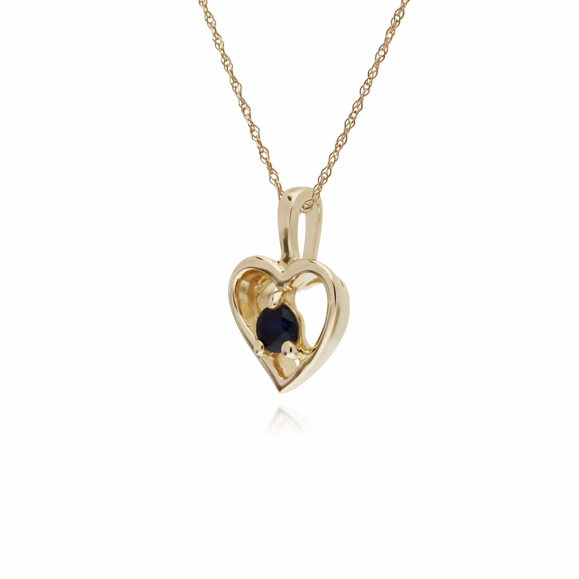 Gemondo 9ct Yellow Gold Sapphire Single Stone Heart 45cm Necklace - Gemondo