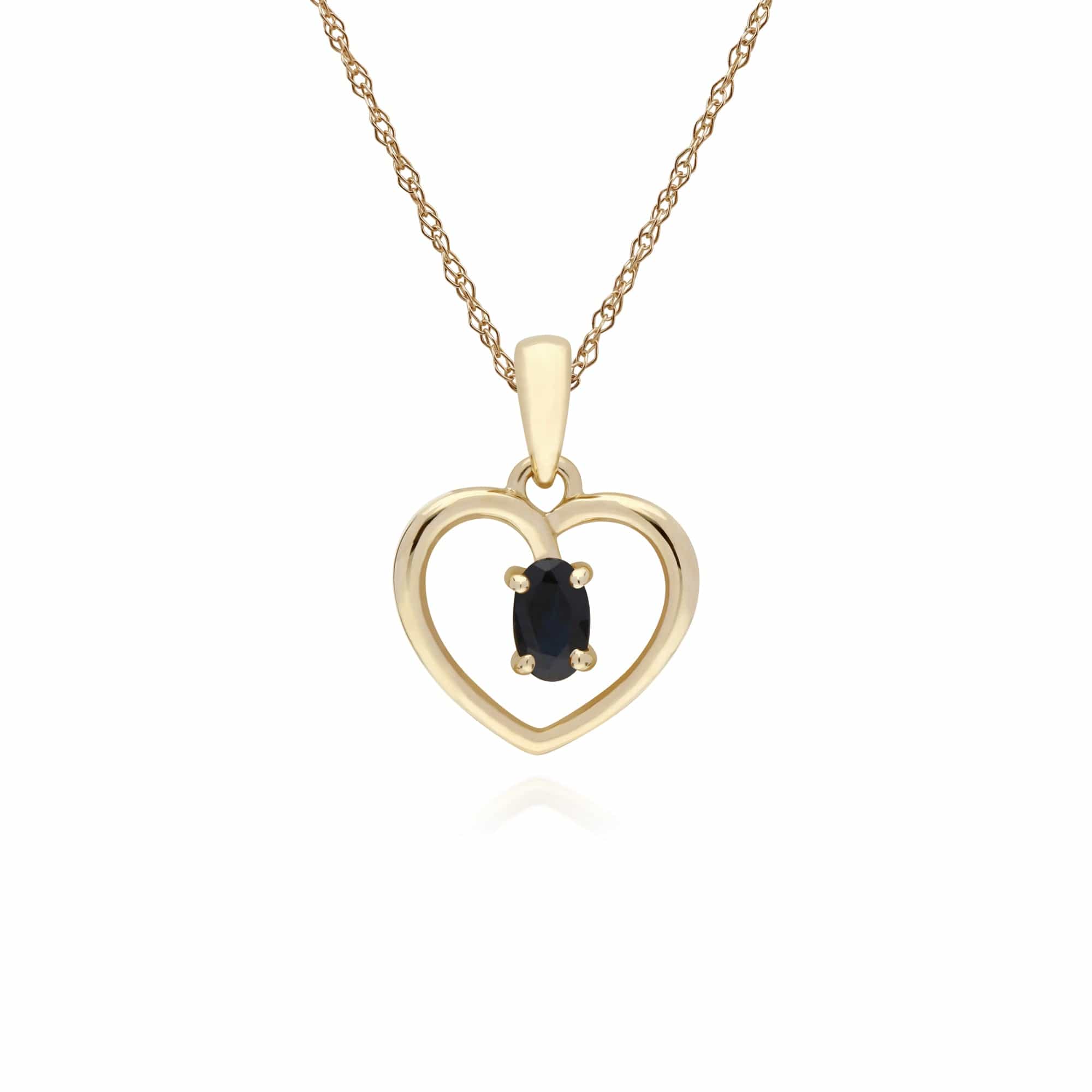 135P1887029 Gemondo 9ct Yellow Gold Sapphire Oval Single Stone Heart Pendant on 45cm Chain 1