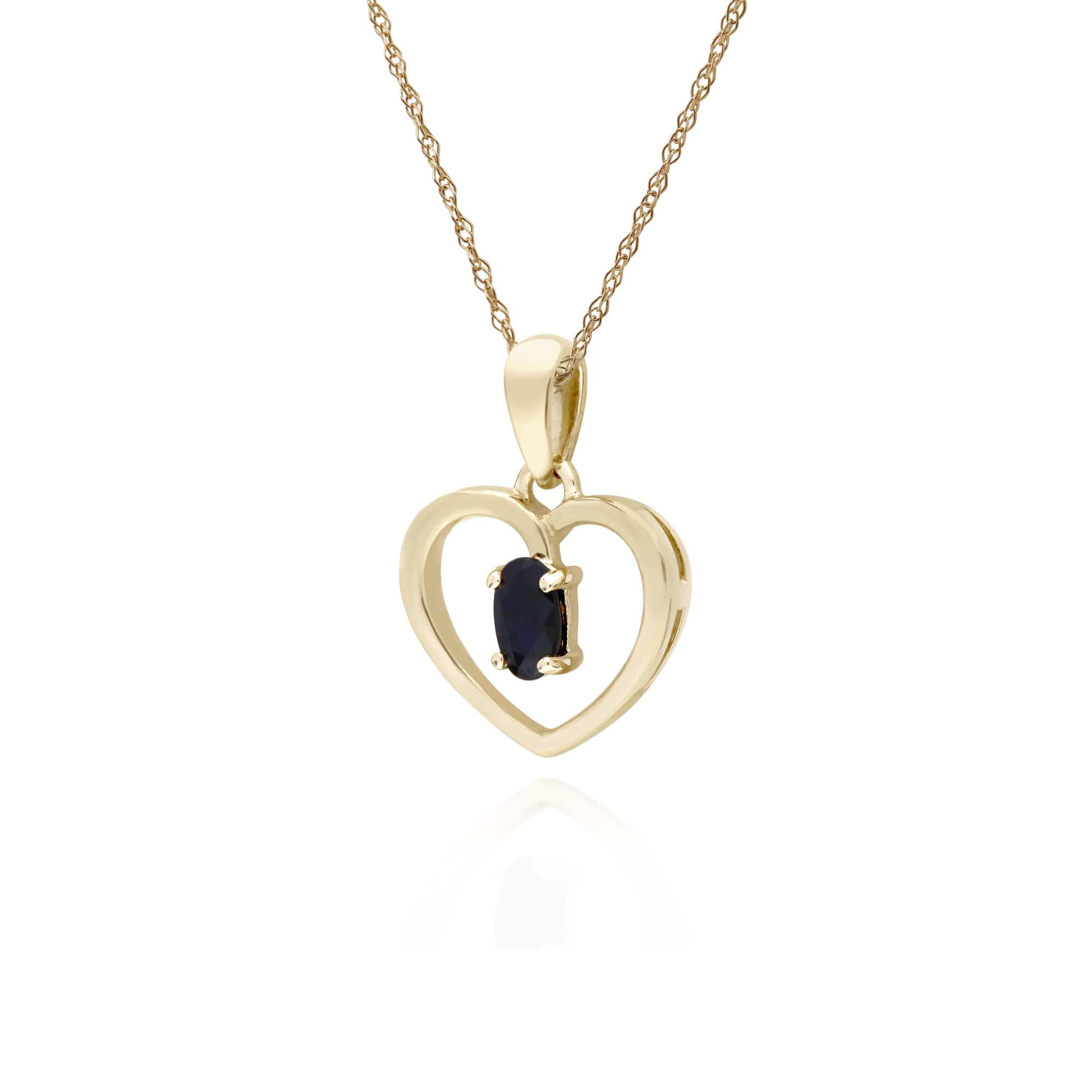 135P1887029 Gemondo 9ct Yellow Gold Sapphire Oval Single Stone Heart Pendant on 45cm Chain 2