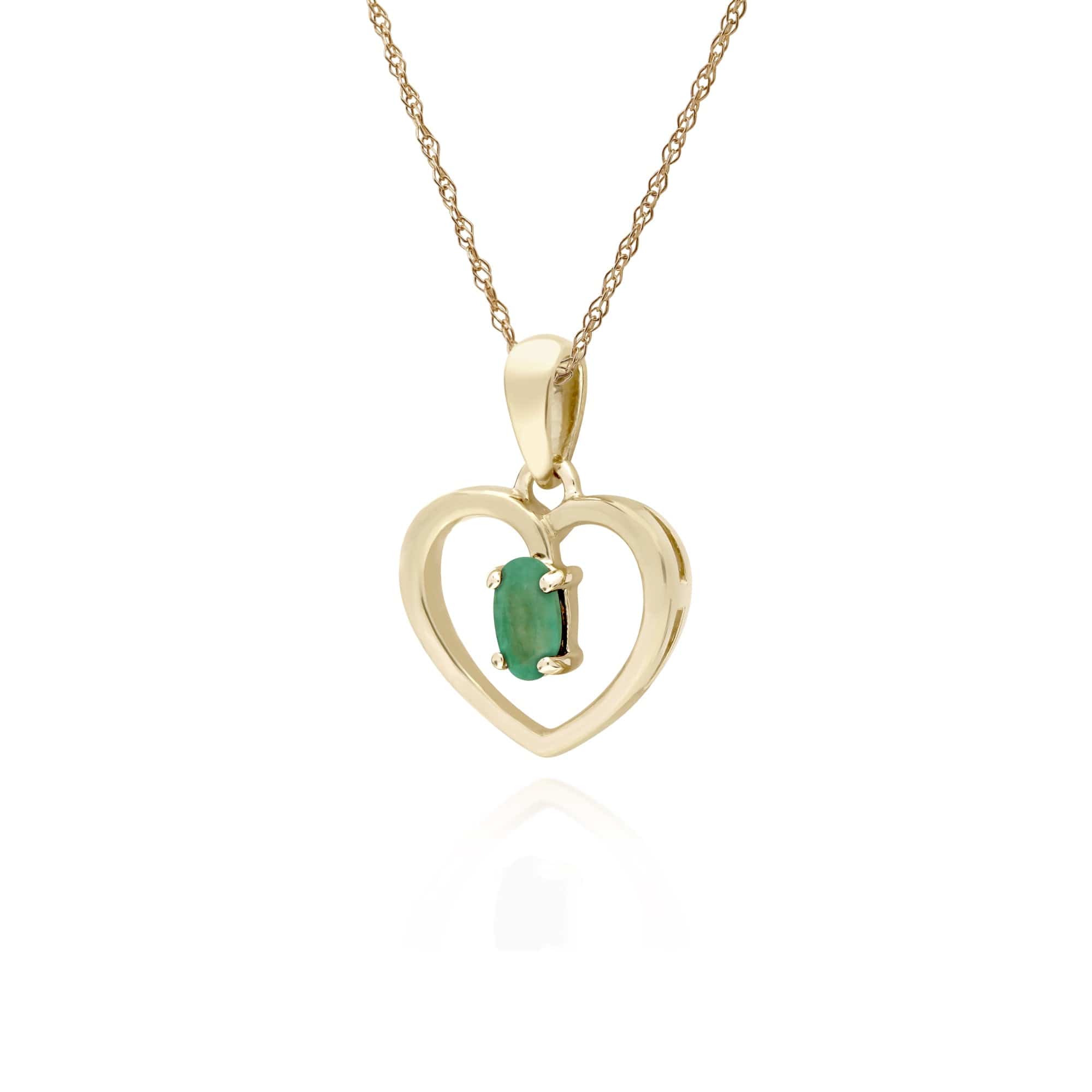 135P1887039 Gemondo 9ct Yellow Gold Emerald Oval Single Stone Heart Pendant on 45cm Chain 2