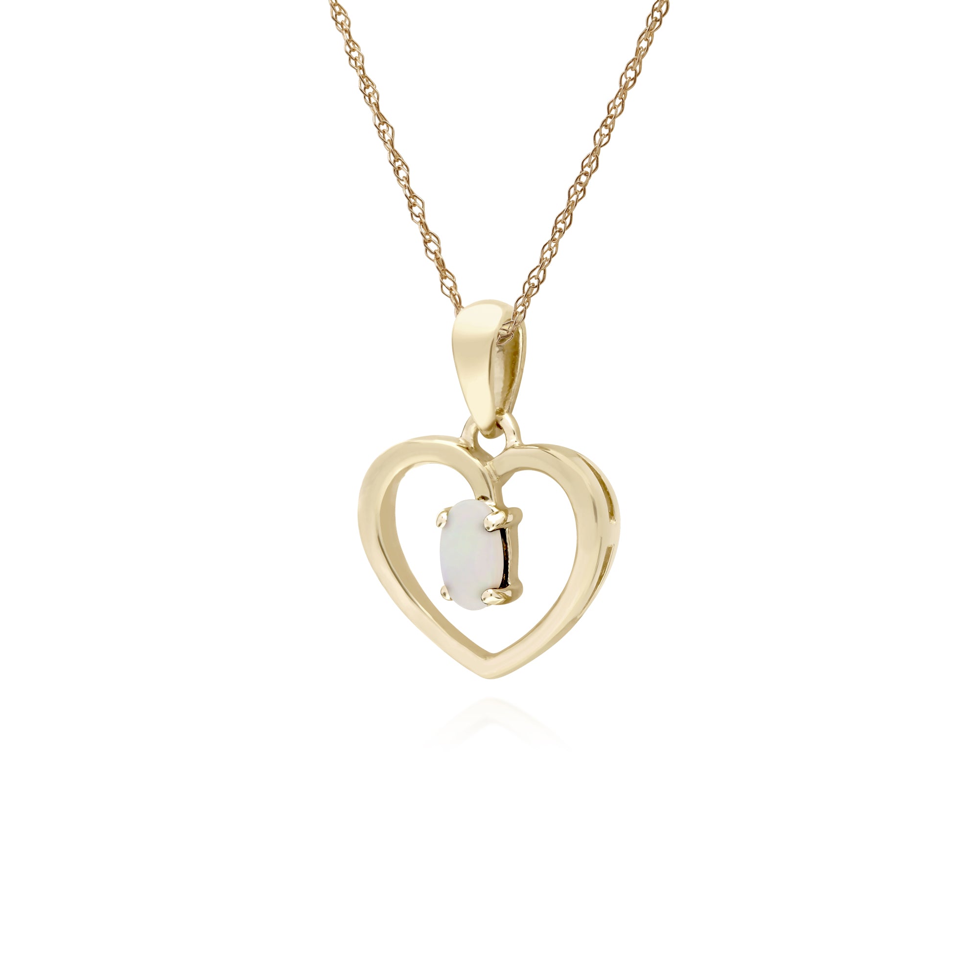 135P1887109 Gemondo 9ct Yellow Gold Opal Oval Single Stone Heart Pendant on 45cm Chain 2