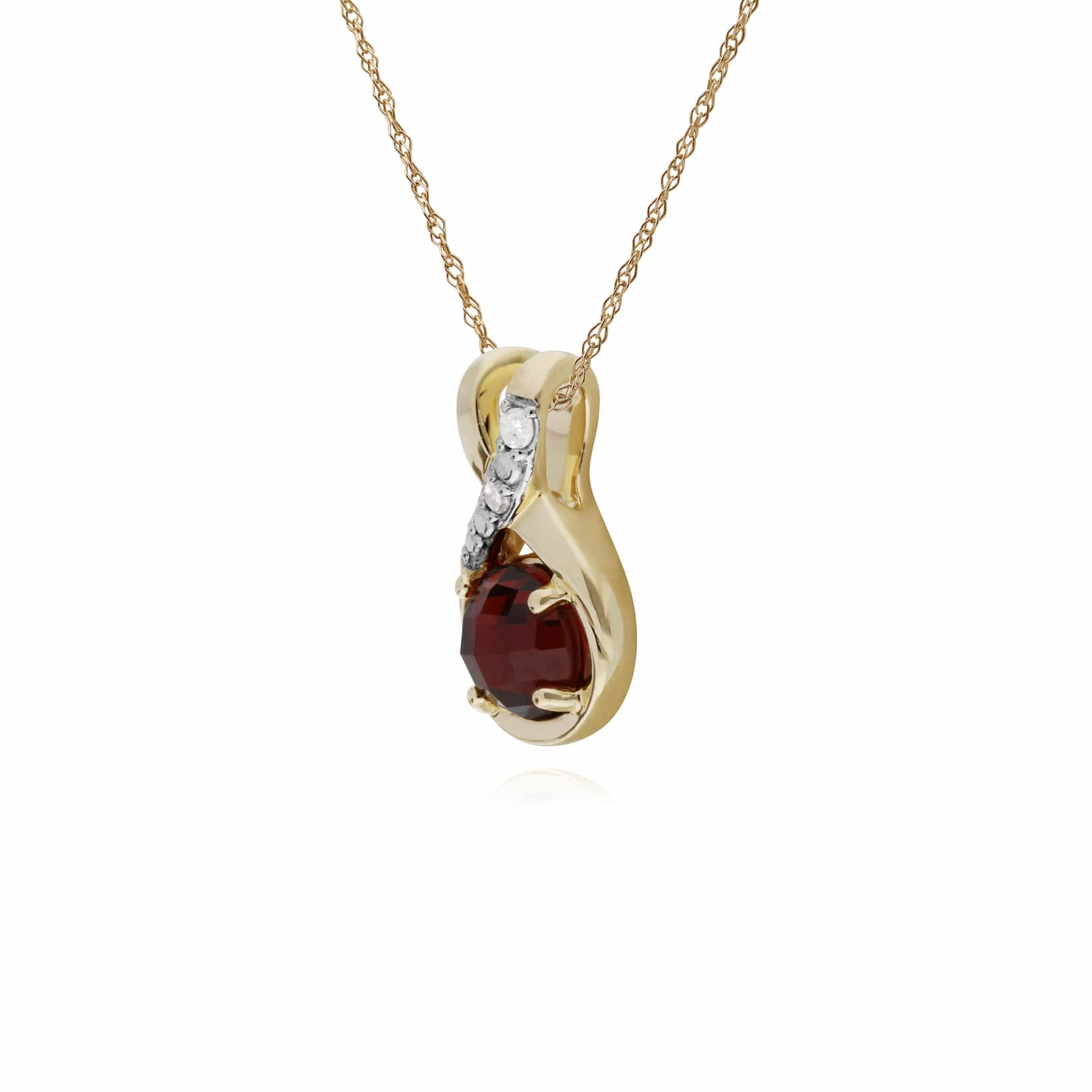 135P1897029 Classic Round Garnet Checkerboard & Diamond Bale Pendant in 9ct Yellow Gold 2