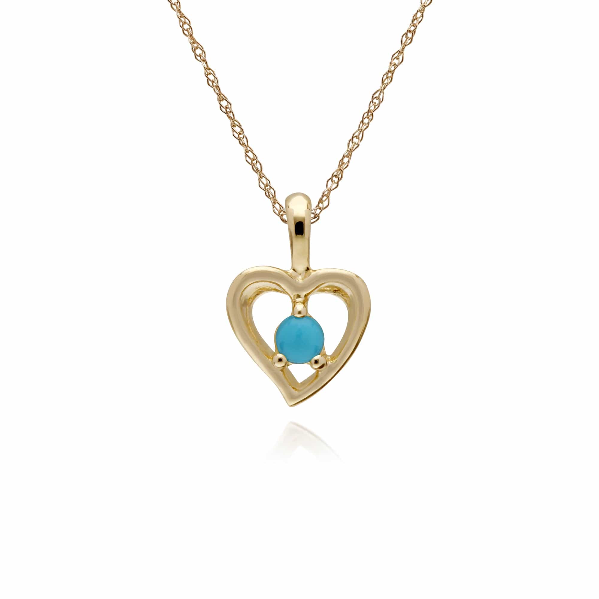 Gemondo 9ct Yellow Gold Turquoise Single Stone Heart 45cm Necklace - Gemondo
