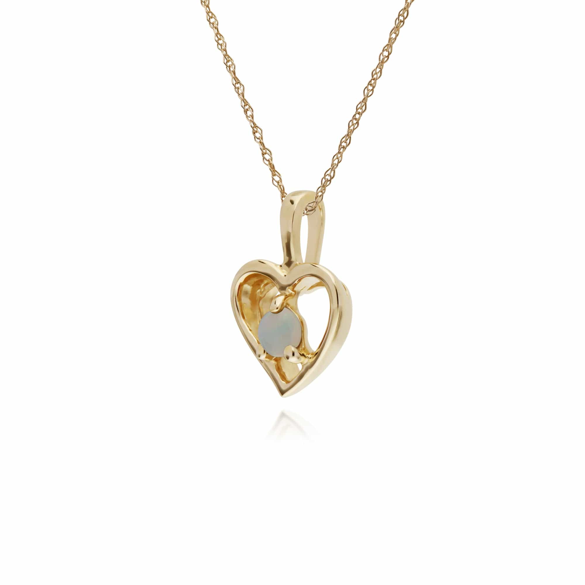 Gemondo 9ct Yellow Gold Opal Single Stone Heart 45cm Necklace - Gemondo