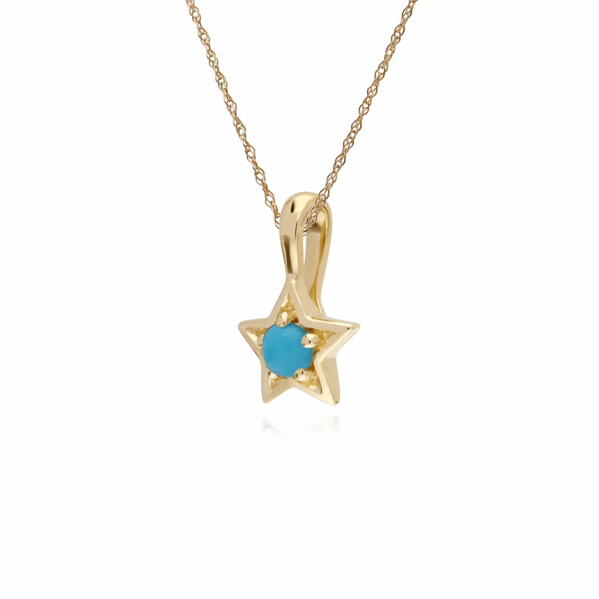 Gemondo 9ct Yellow Gold Turquoise Single Stone Star 45cm Necklace - Gemondo