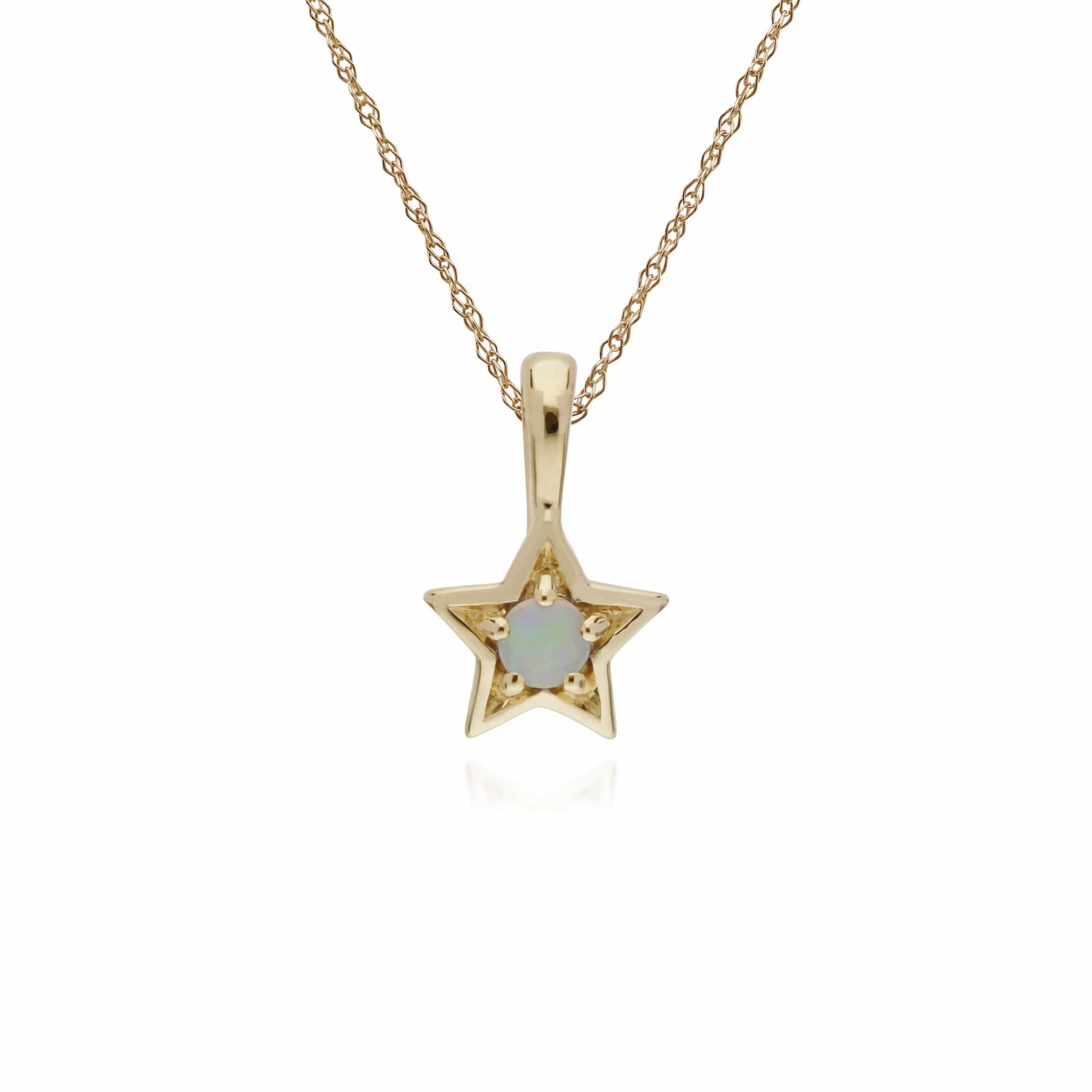 Gemondo 9ct Yellow Gold Opal Single Stone Star 45cm Necklace - Gemondo