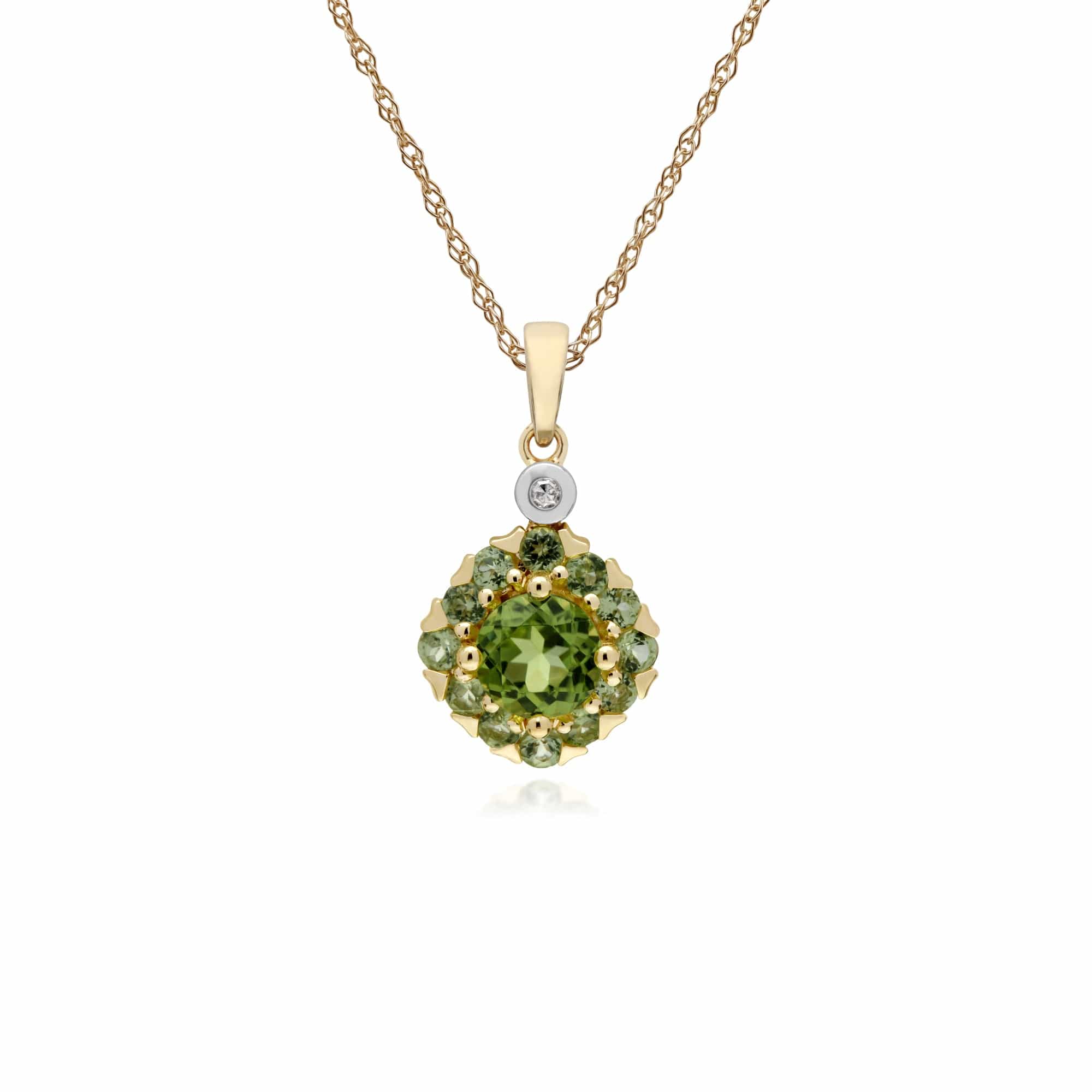 Classic Peridot & Diamond Cluster Stud Earrings & Pendant Set Image 3