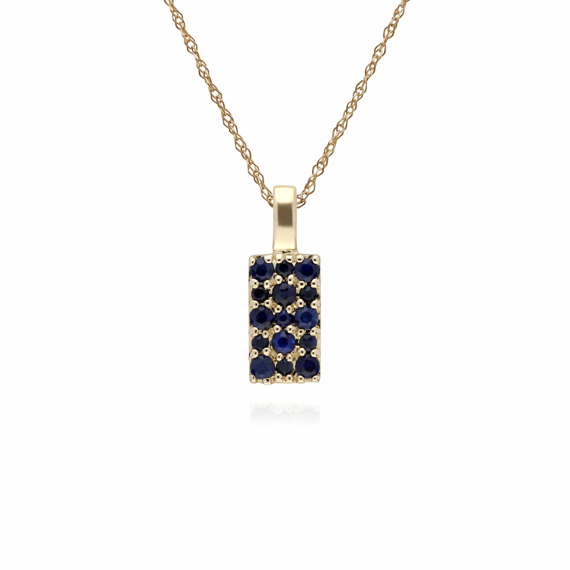 135P1919019 Classic Style Sapphire Cluster Pendant and Chain in 9ct Yellow Gold 1