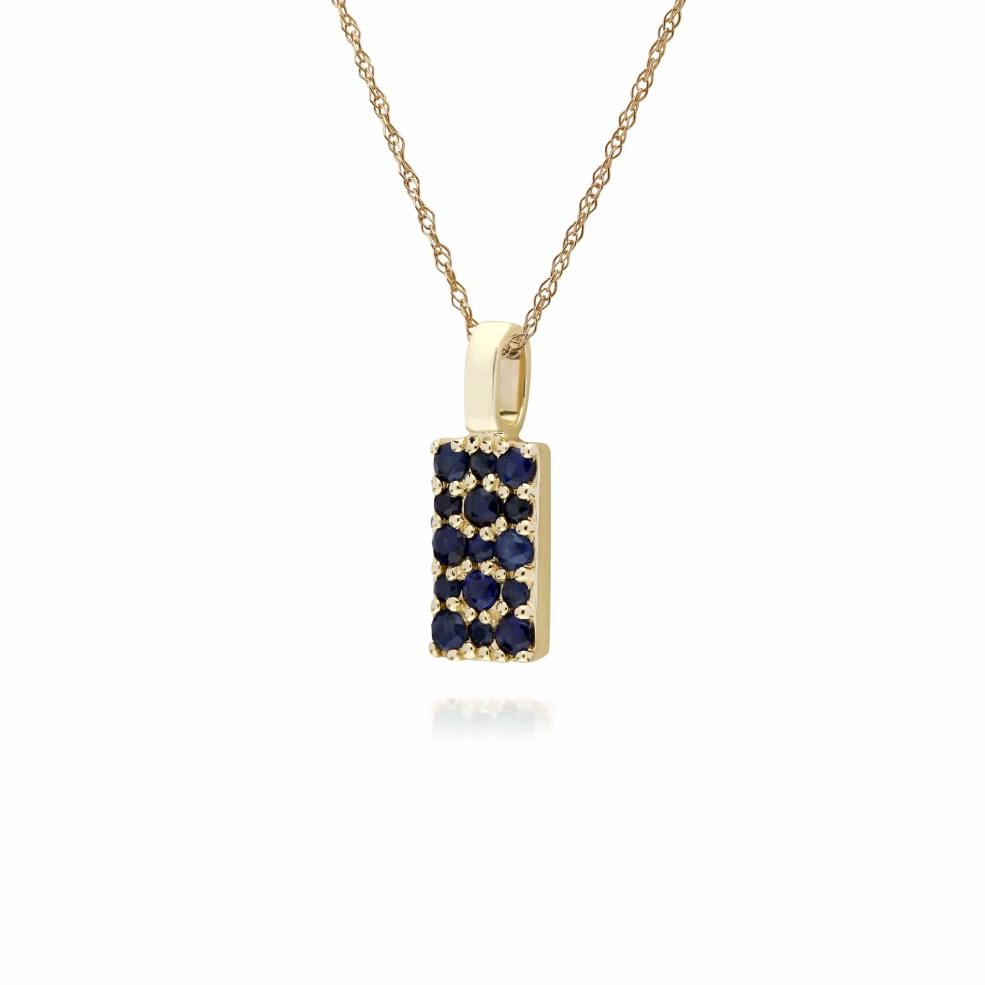135P1919019 Classic Style Sapphire Cluster Pendant and Chain in 9ct Yellow Gold 2