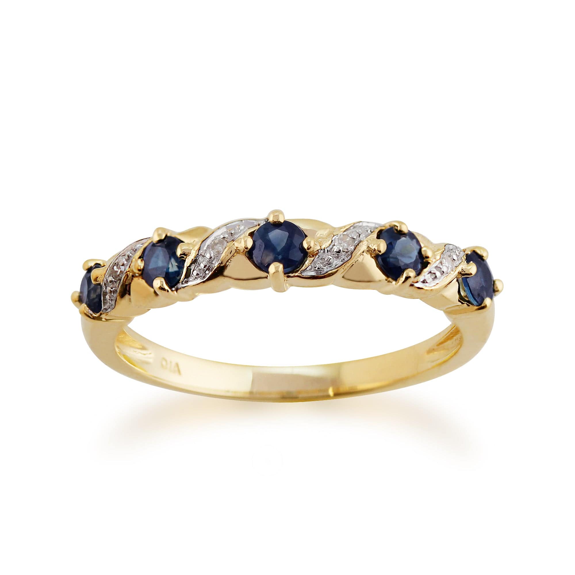 Classic Art Nouveau Style Sapphire & Diamond Half Eternity Ring