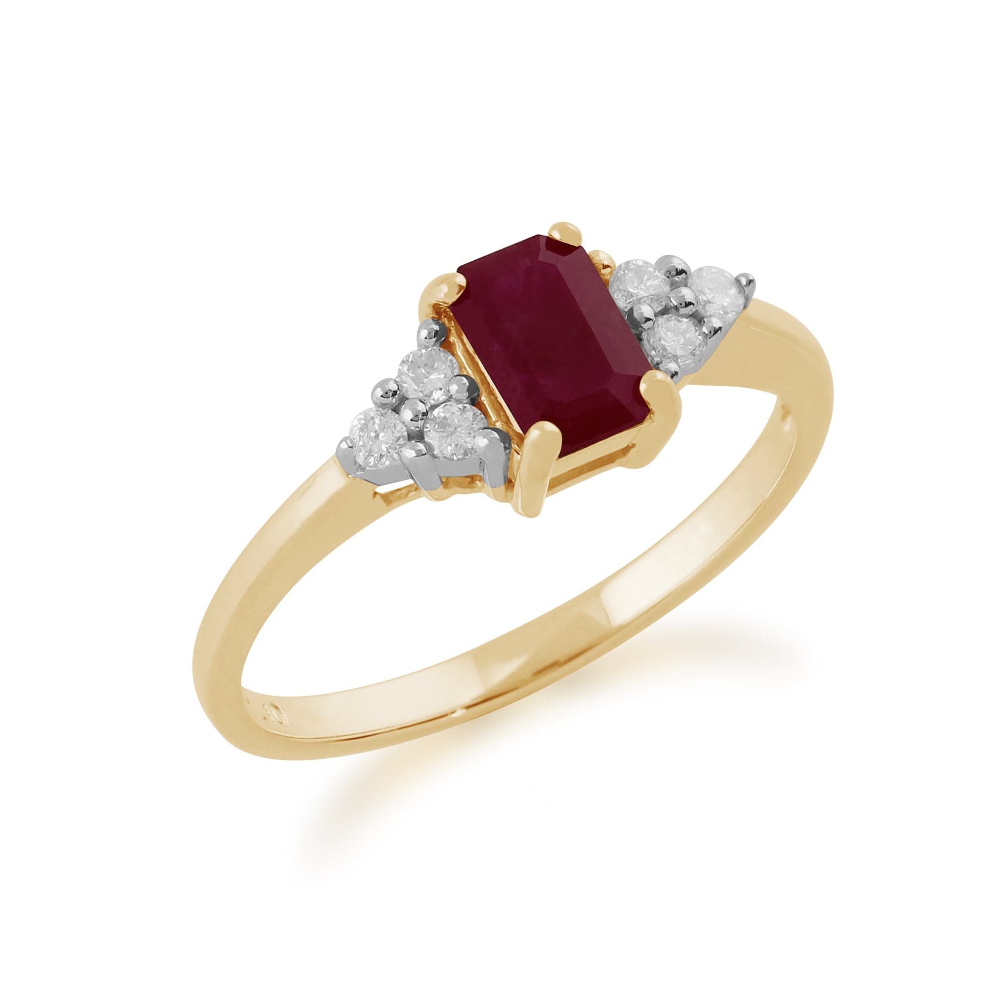 Classic Baguette Ruby & Diamond in 9ct Yellow Gold