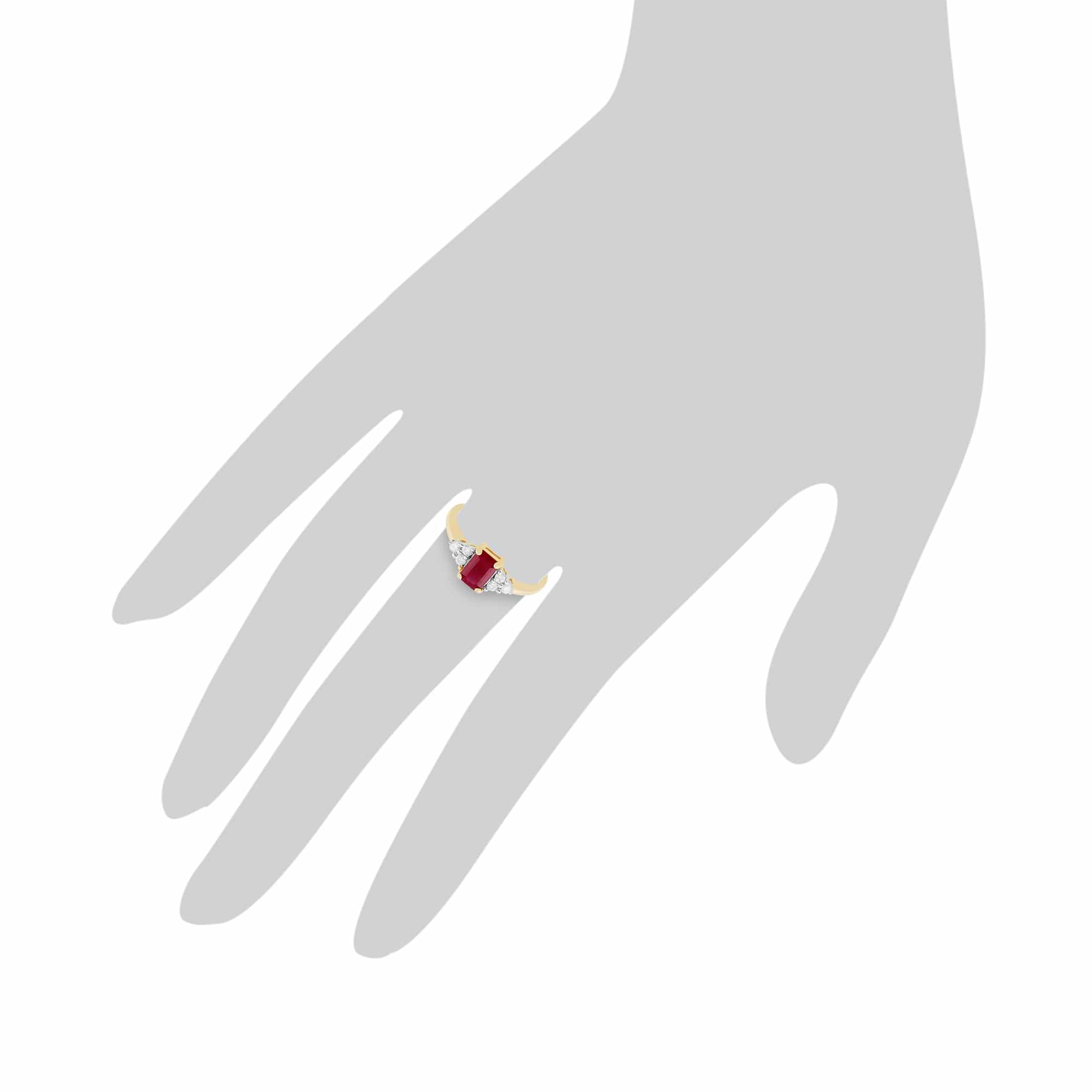 Classic Baguette Ruby & Diamond in 9ct Yellow Gold - Gemondo