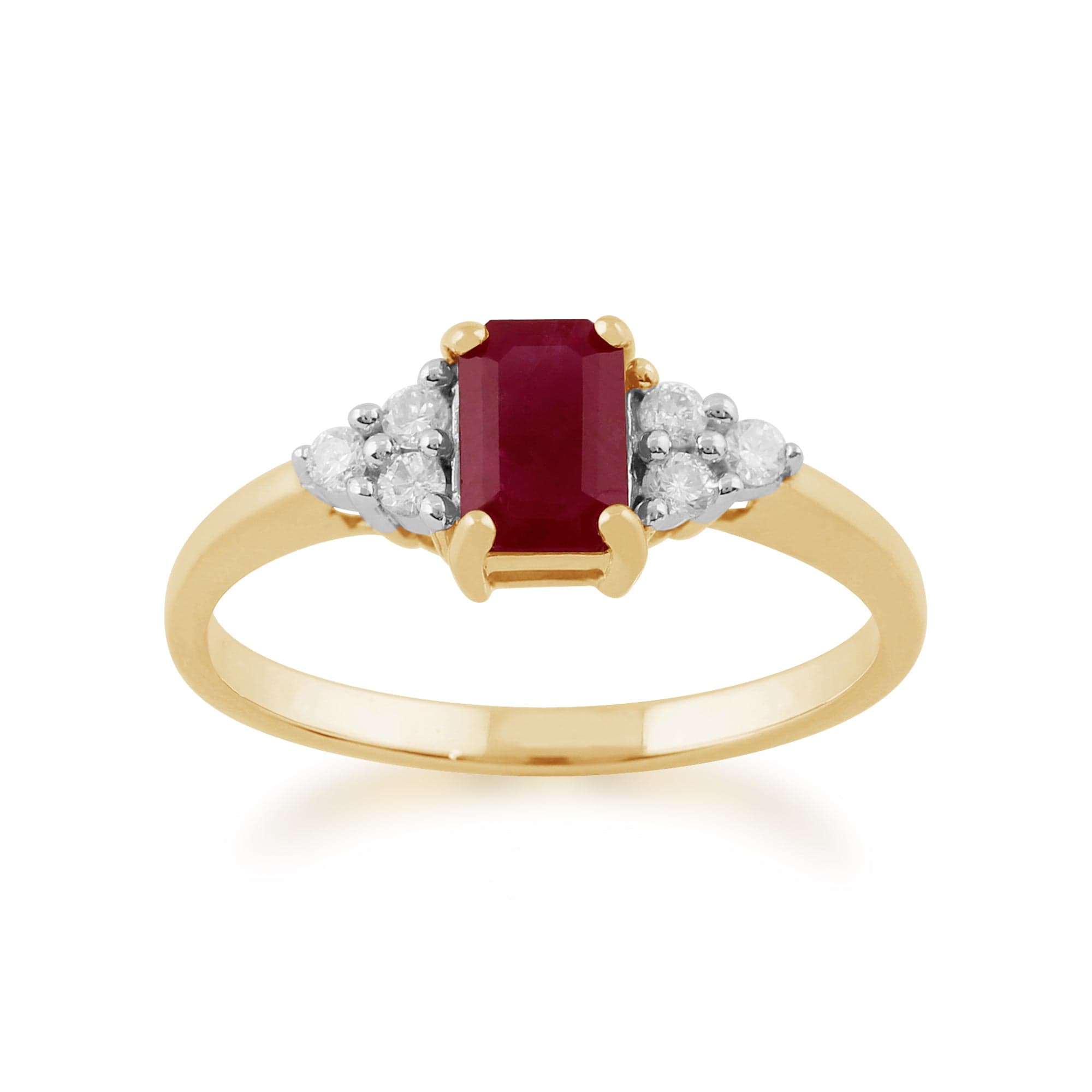 Classic Baguette Ruby & Diamond in 9ct Yellow Gold