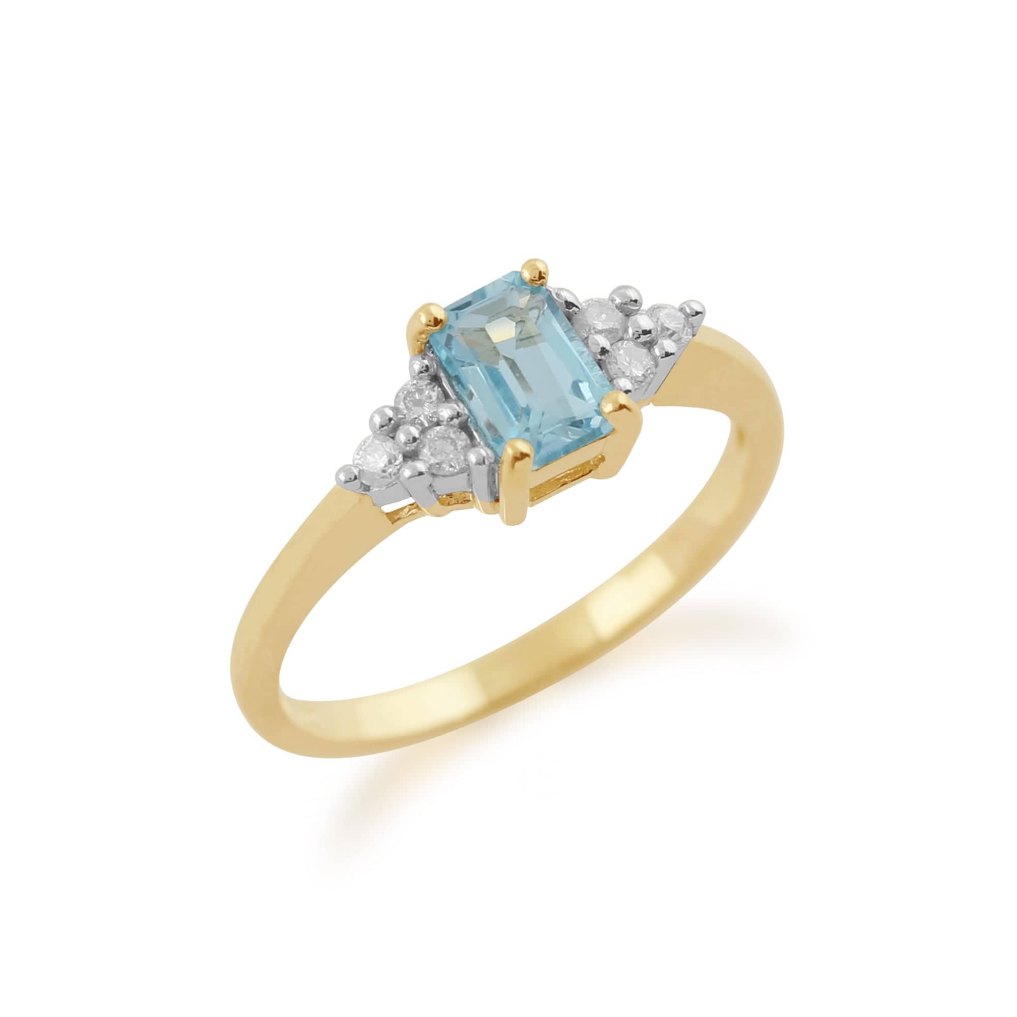Gemondo 9ct Yellow Gold 0.68ct Blue Topaz & Diamond Ring Image 2