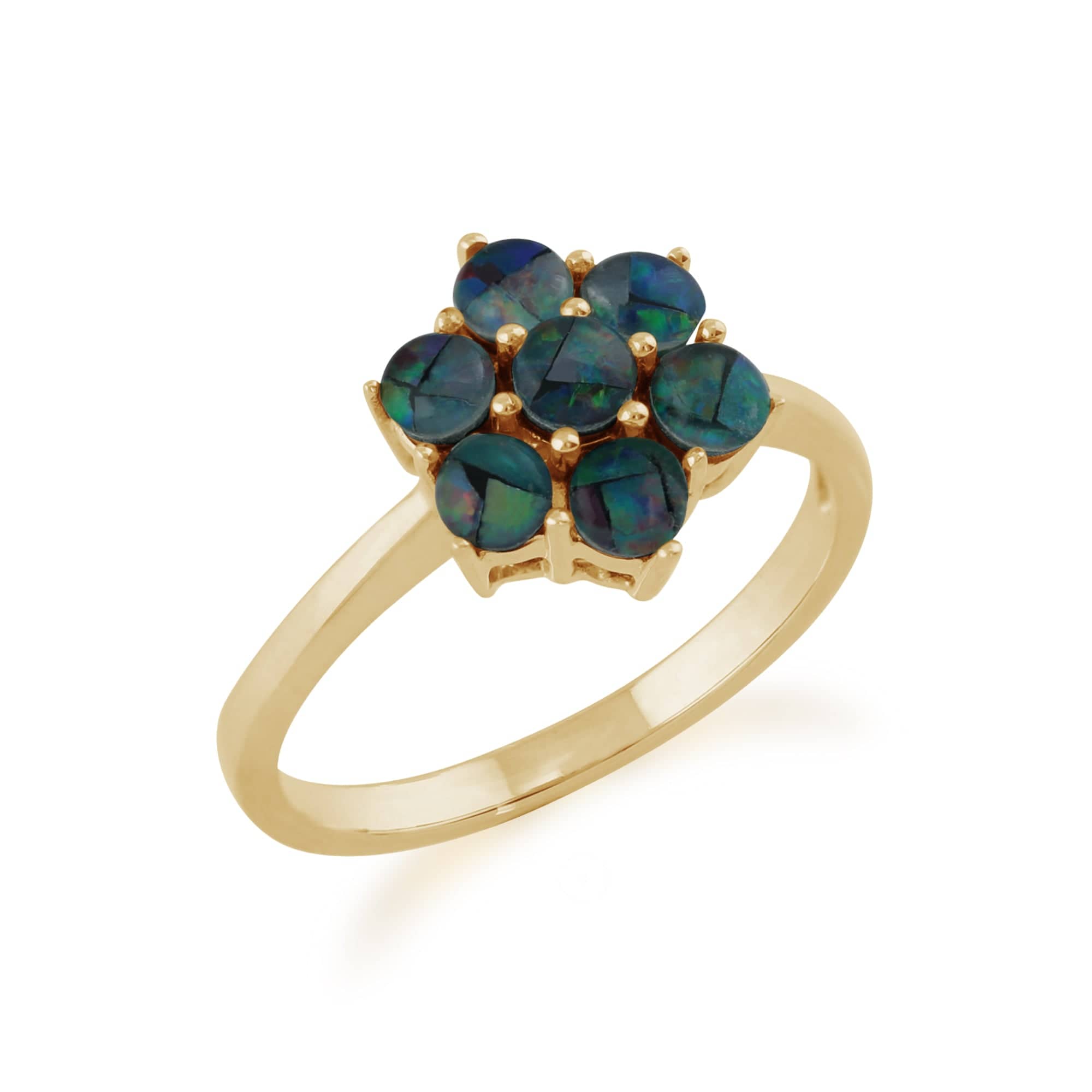 Gemondo 9ct Yellow Gold 0.56ct Triplet Opal Floral Ring Image 2