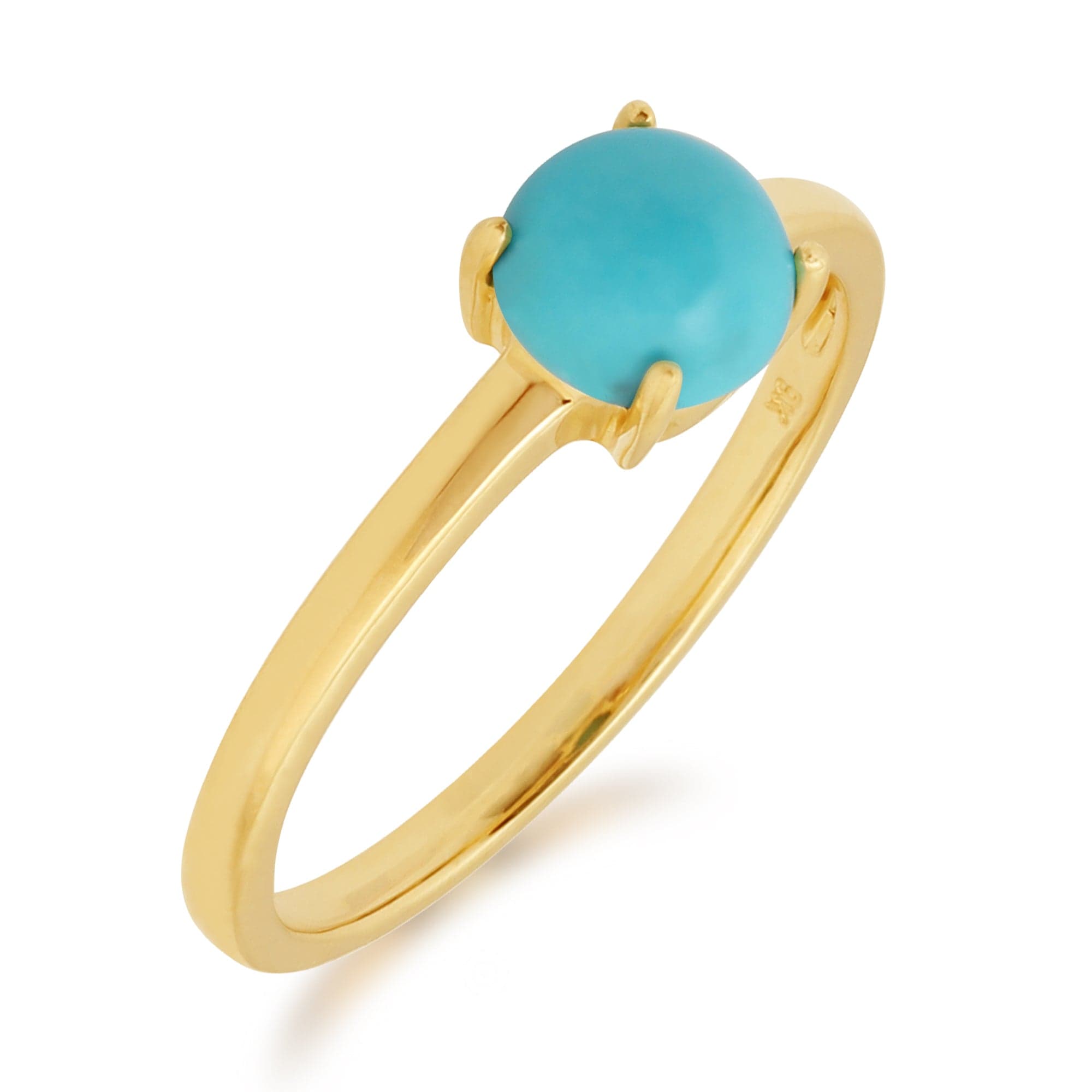 Classic Solitaire Turquoise Ring in 9ct Yellow Gold - Gemondo