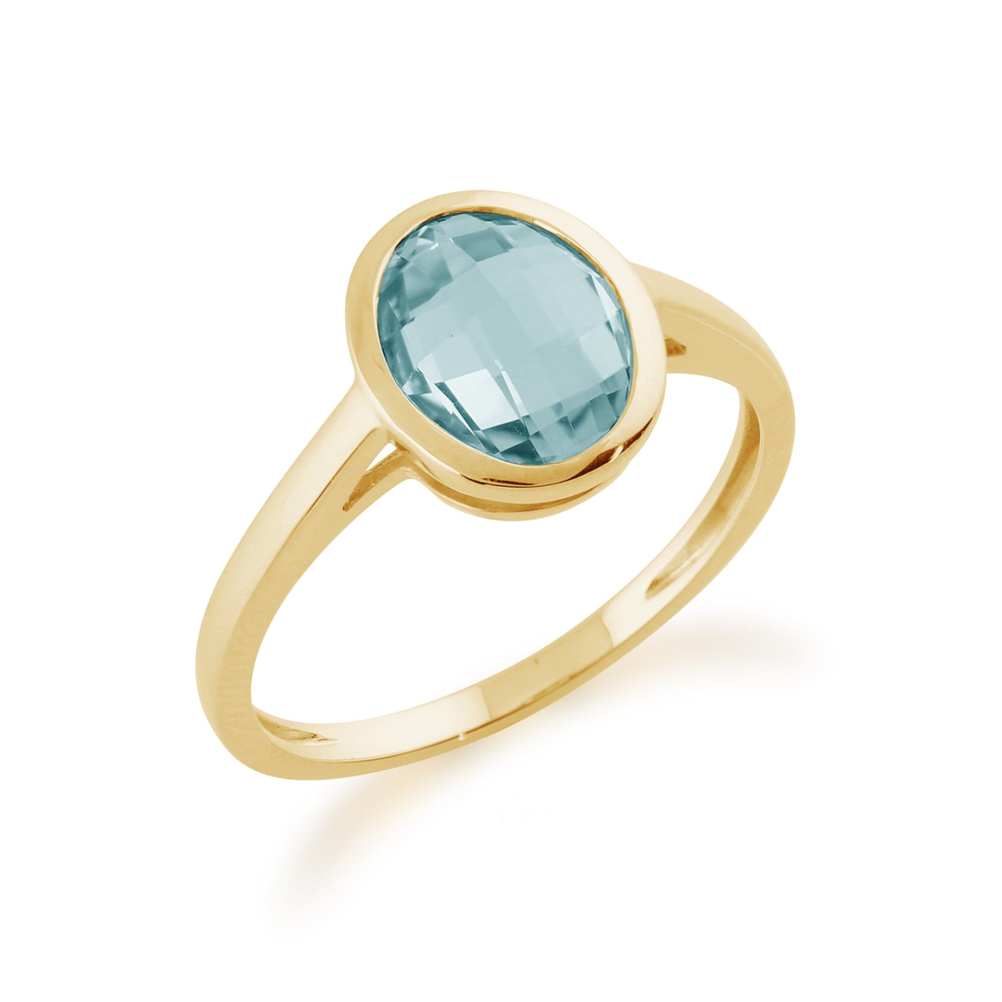 135R1214029 Blue Topaz 9ct Yellow Gold Oval Ring 2