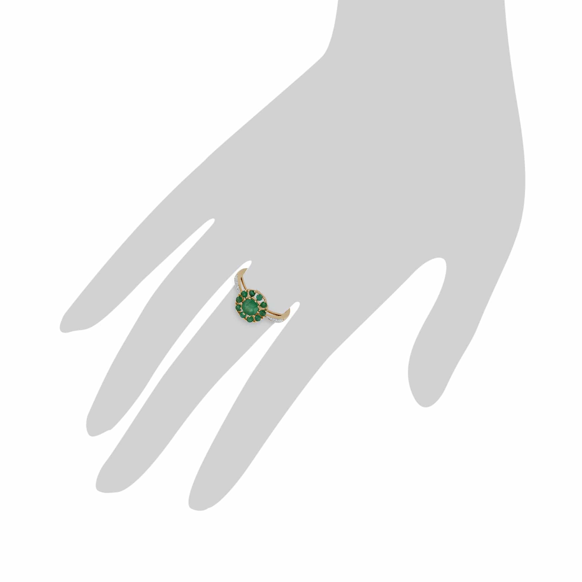 135R1254029 Gemondo 9ct Yellow Gold 0.91ct Emerald & Diamond Floral Ring 3