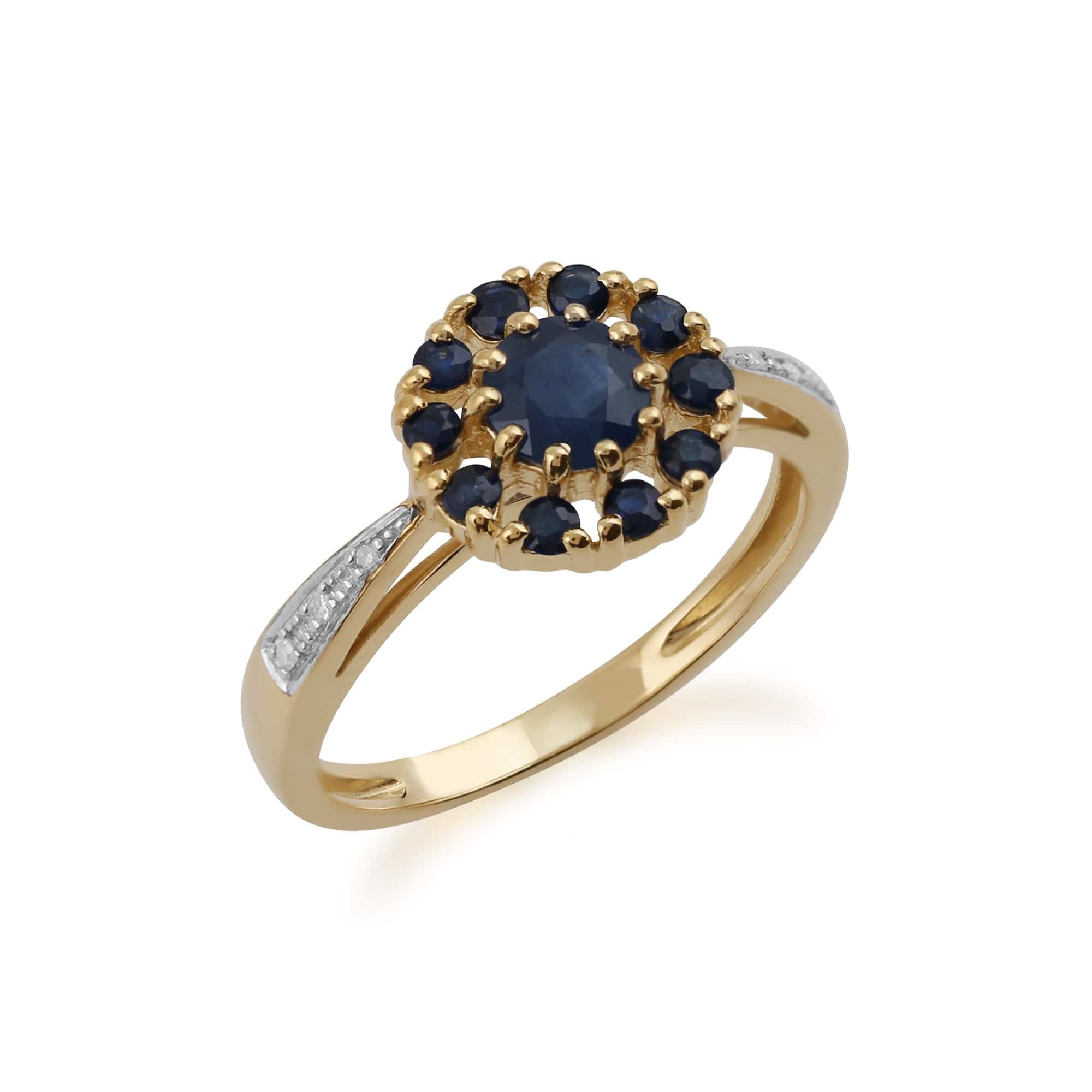 Gemondo 9ct Yellow Gold 1.04ct Sapphire & Diamond Floral Ring Image 2