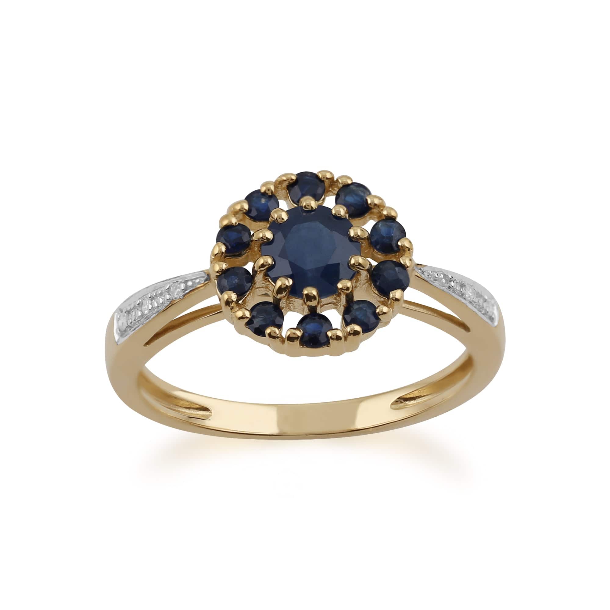 Gemondo 9ct Yellow Gold 1.04ct Sapphire & Diamond Floral Ring Image 1