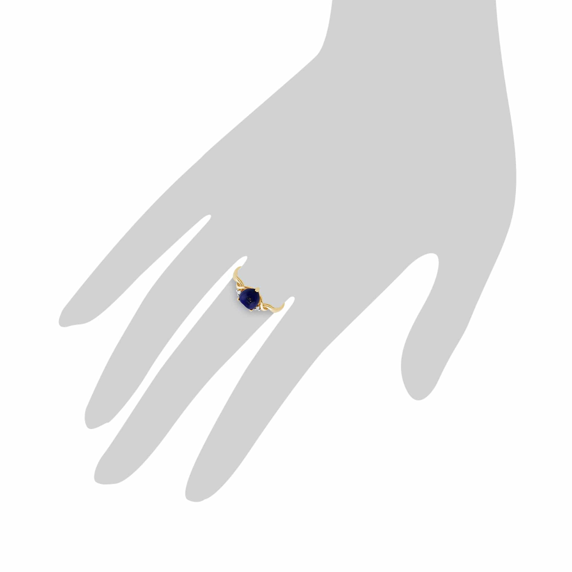 Classic Lapis Lazuli & Diamond Heart Ring in 9ct Yellow Gold - Gemondo