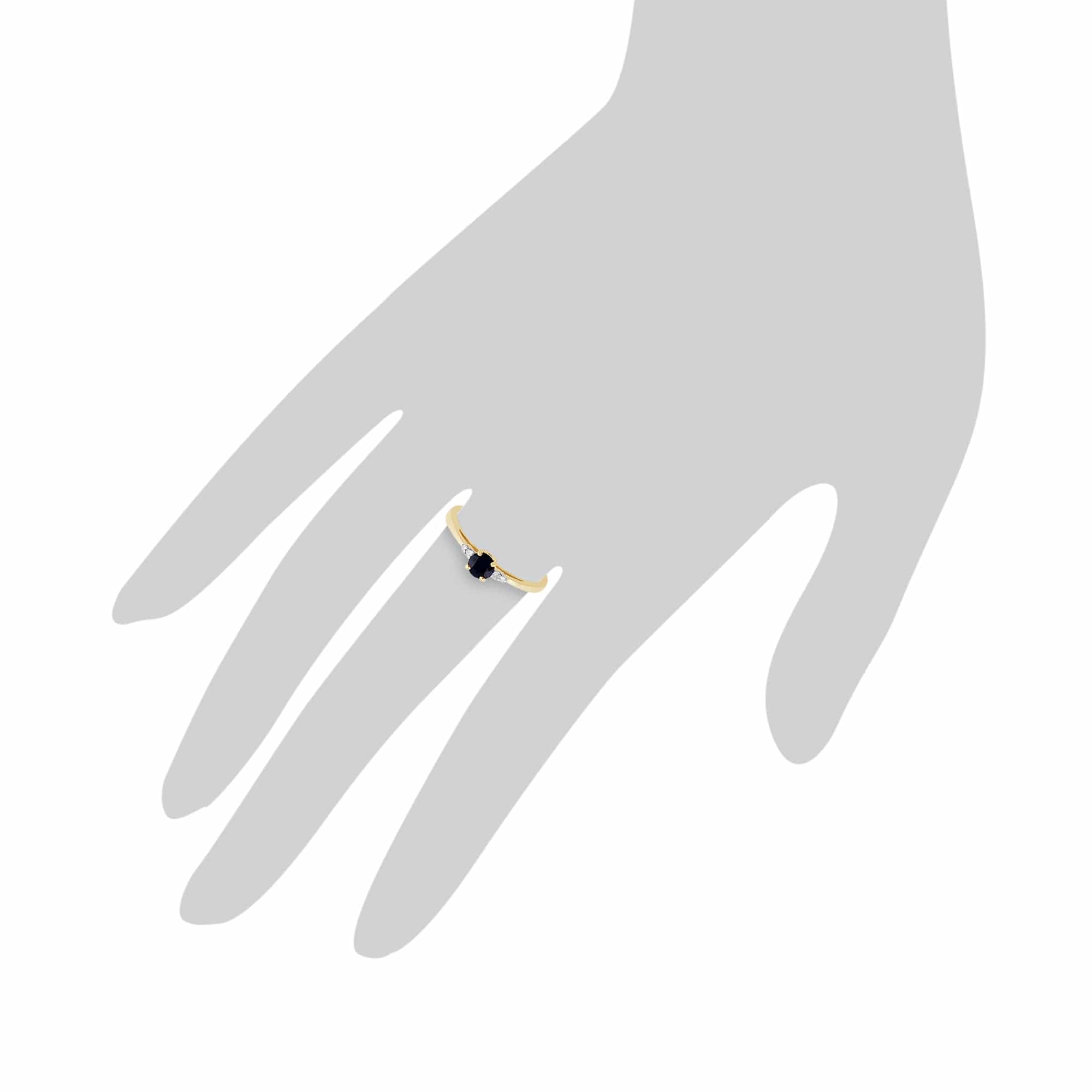 Classic Round Sapphire & Diamond Ring in 9ct Yellow Gold - Gemondo