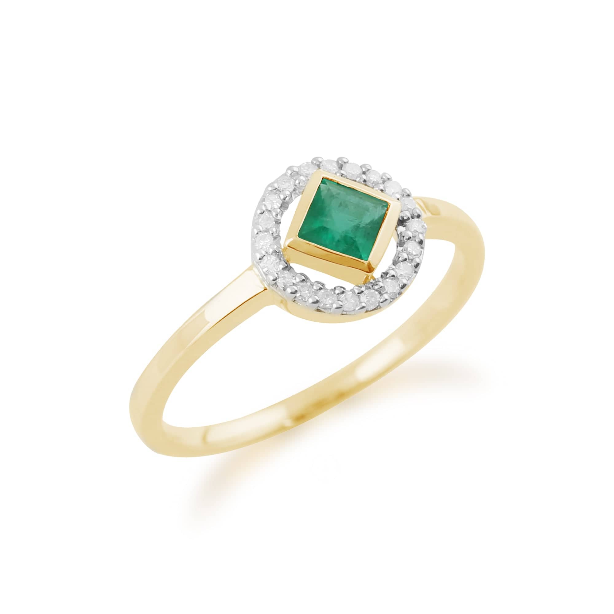 Gemondo 9ct Yellow Gold 0.27ct Emerald & Diamond Ring Image 2