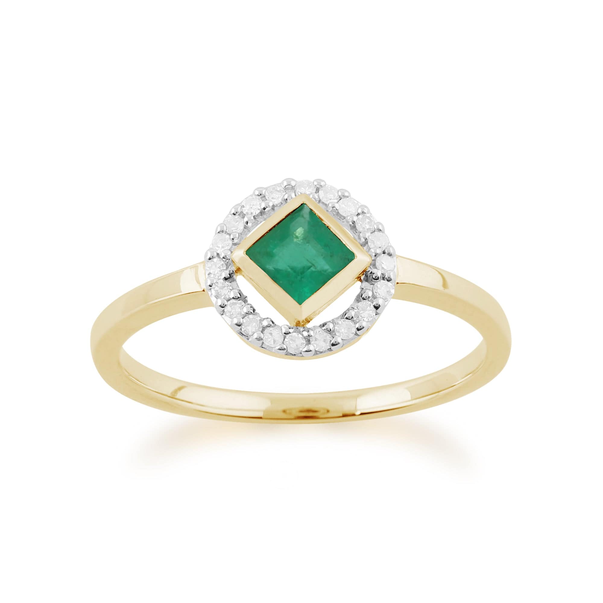 Gemondo 9ct Yellow Gold 0.27ct Emerald & Diamond Ring Image 1