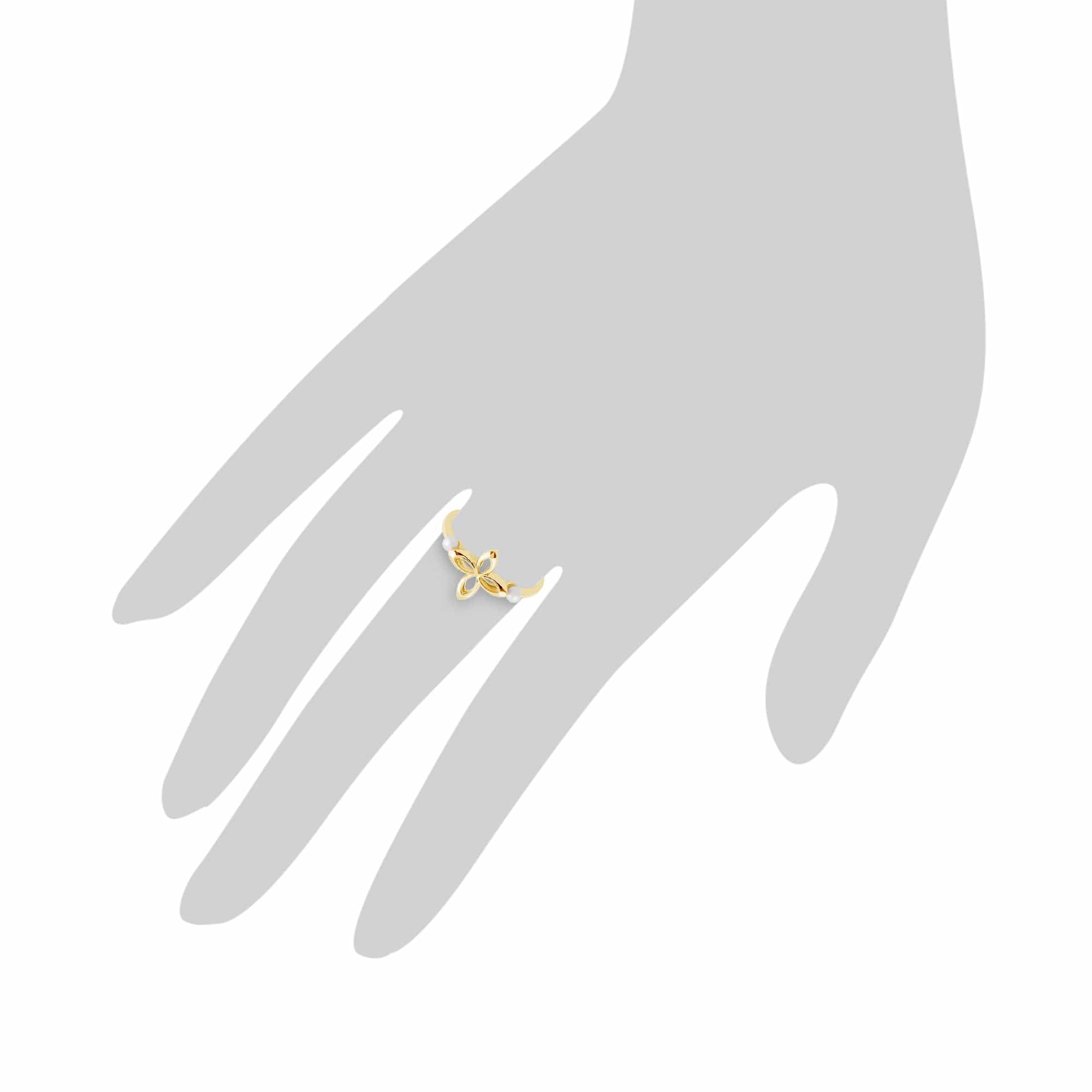 Gemondo 9ct Yellow Gold 0.20ct Pearl Floral Design Ring Image 3